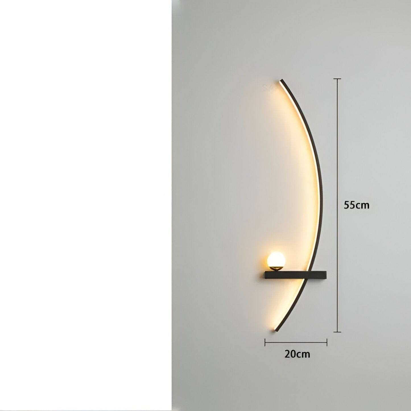Gebogene LED-Wandlampe für modernes Wohn- und Büromobiliar, energieeffizient