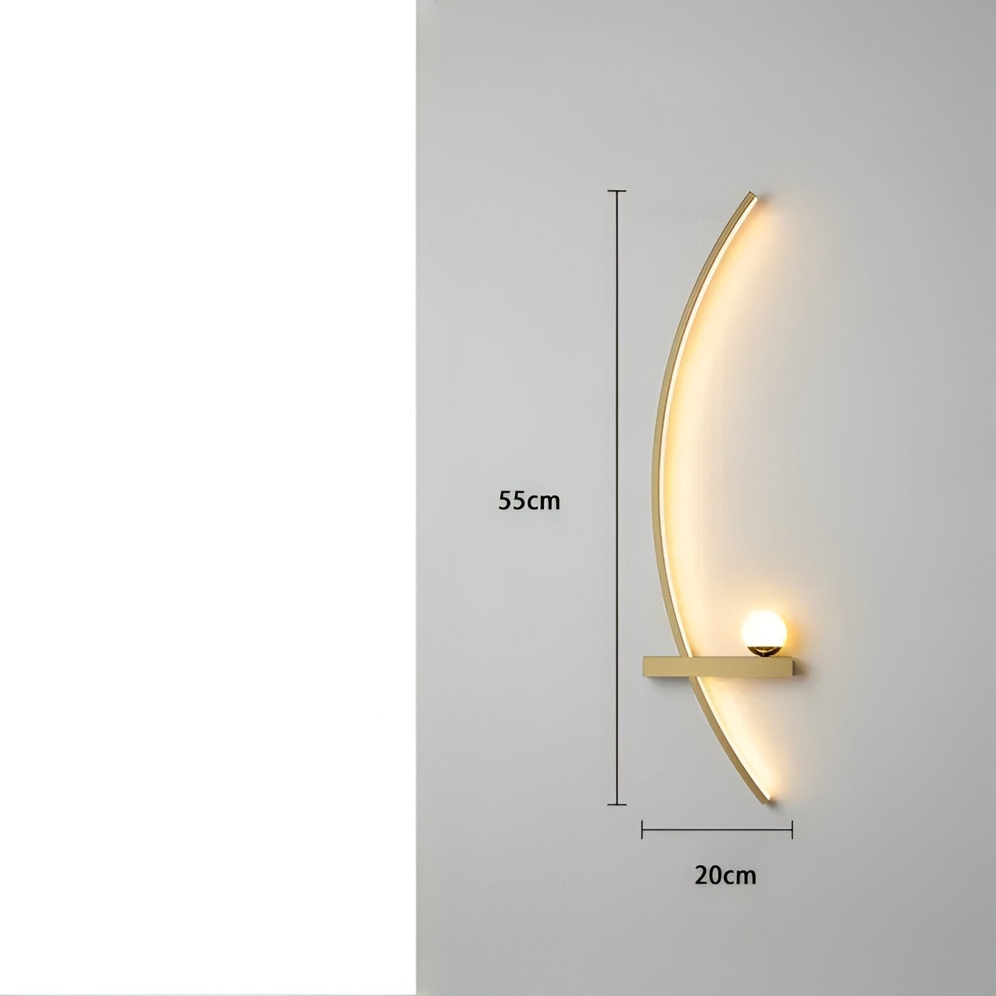 Gebogene LED-Wandlampe für modernes Wohn- und Büromobiliar, energieeffizient