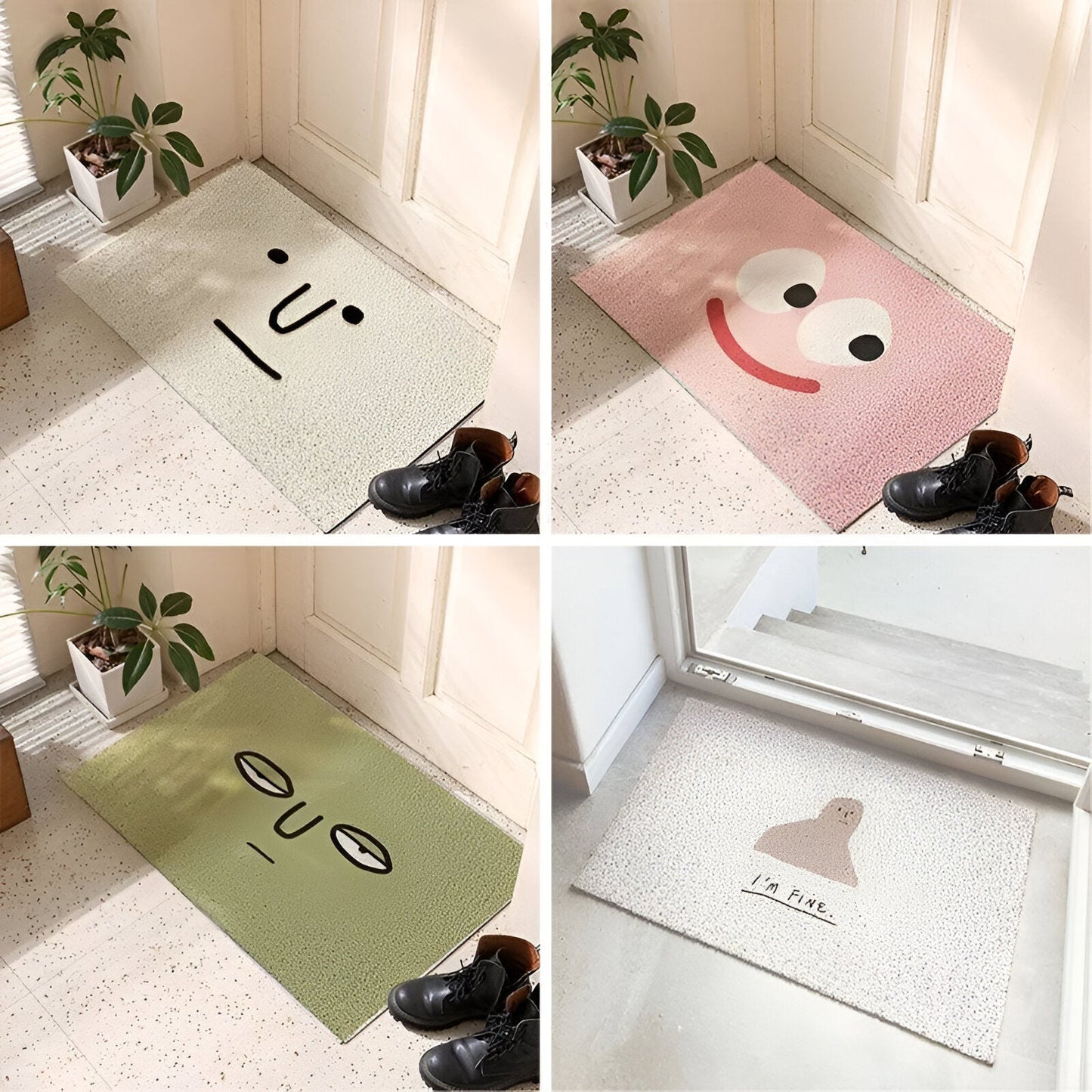 Cheeky Fußmatte - Niedlicher Smiley Bedruckter PVC Rutschfester Eingangsteppich