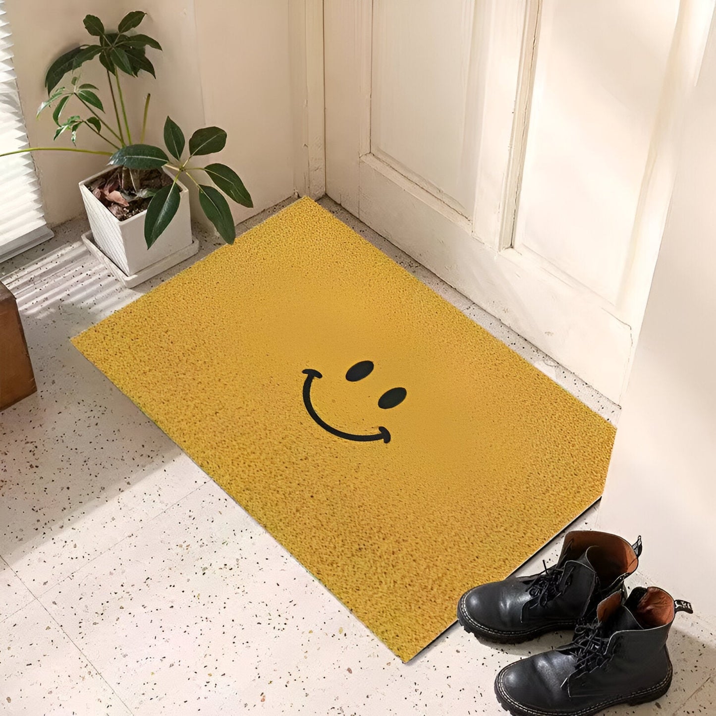 Cheeky Fußmatte - Niedlicher Smiley Bedruckter PVC Rutschfester Eingangsteppich
