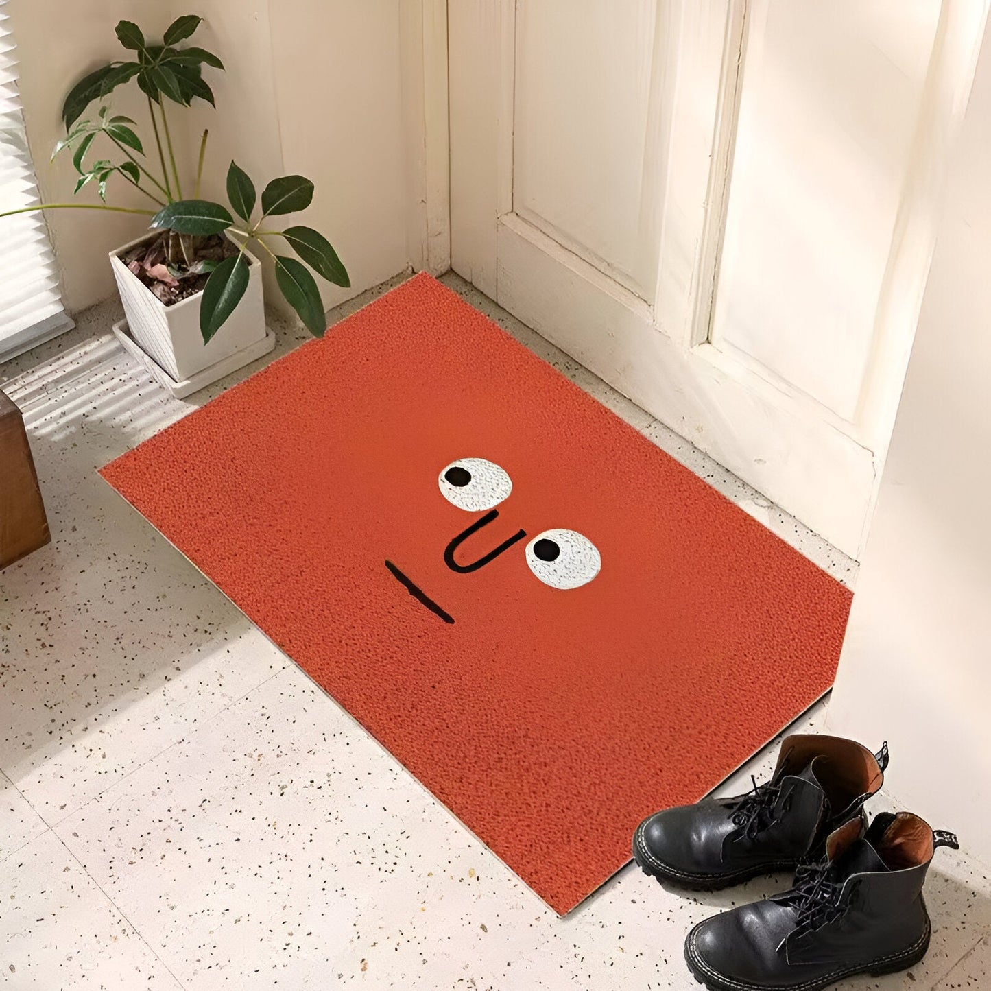 Cheeky Fußmatte - Niedlicher Smiley Bedruckter PVC Rutschfester Eingangsteppich