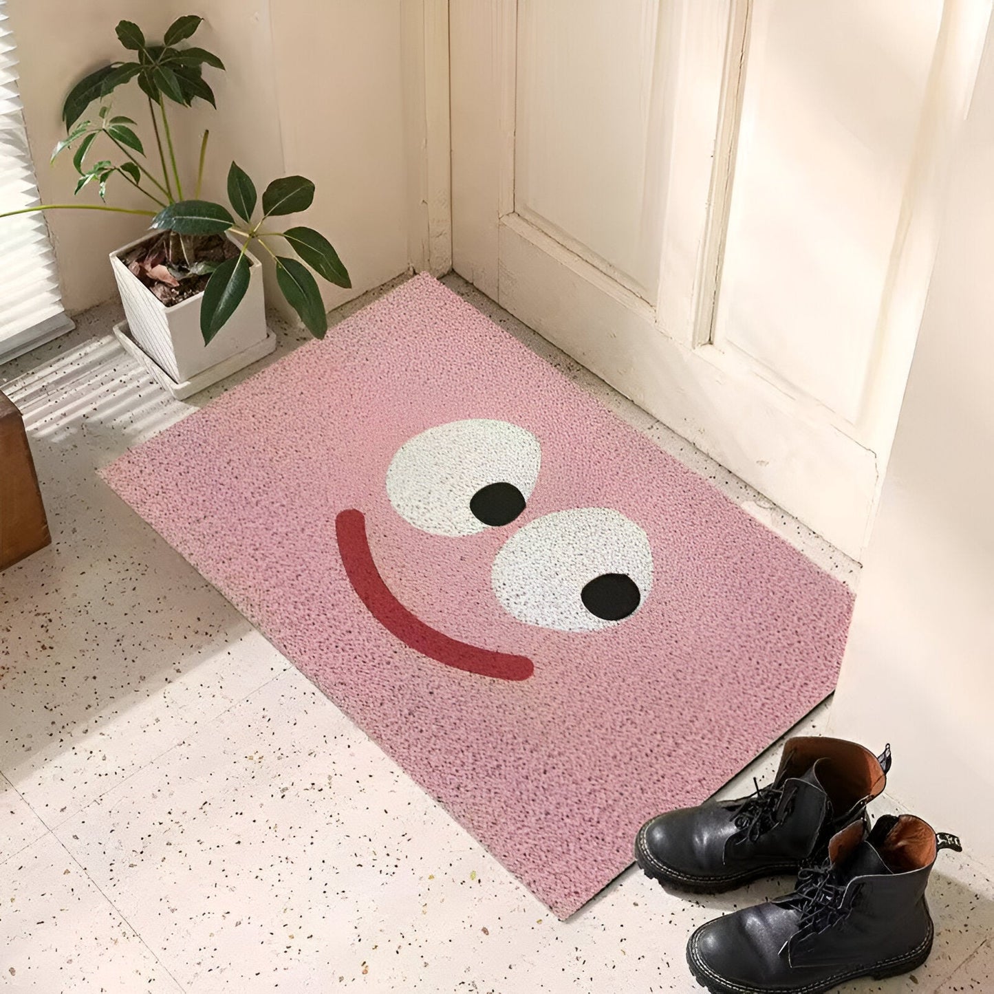 Cheeky Fußmatte - Niedlicher Smiley Bedruckter PVC Rutschfester Eingangsteppich