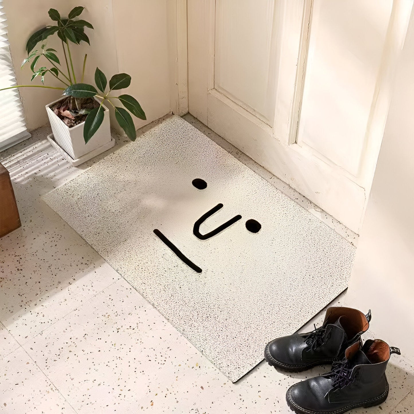 Cheeky Fußmatte - Niedlicher Smiley Bedruckter PVC Rutschfester Eingangsteppich