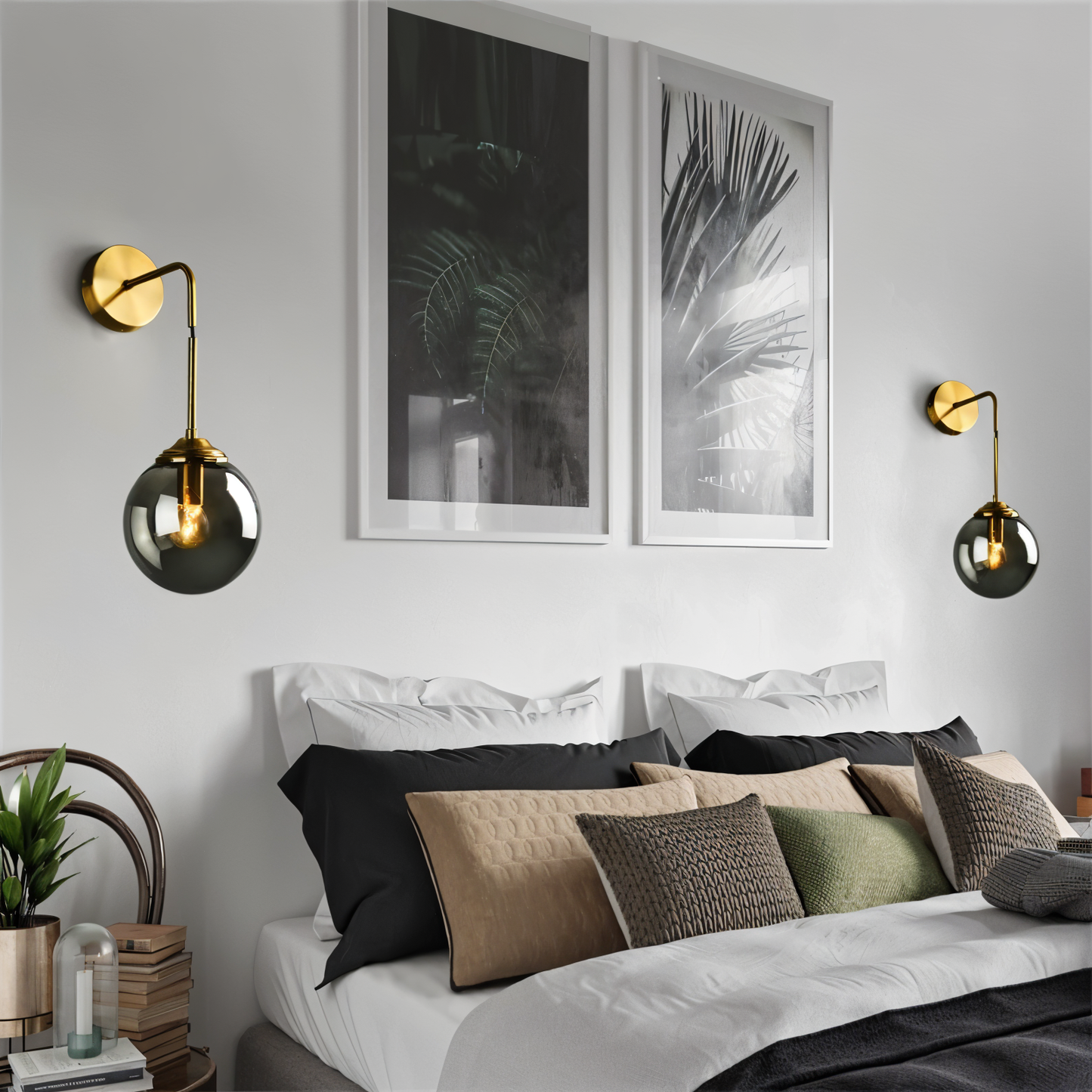 ClearOrb Wandleuchte - Glas Wandleuchte - Metall Wandleuchte Design - Retro Industrie Wandleuchten LED