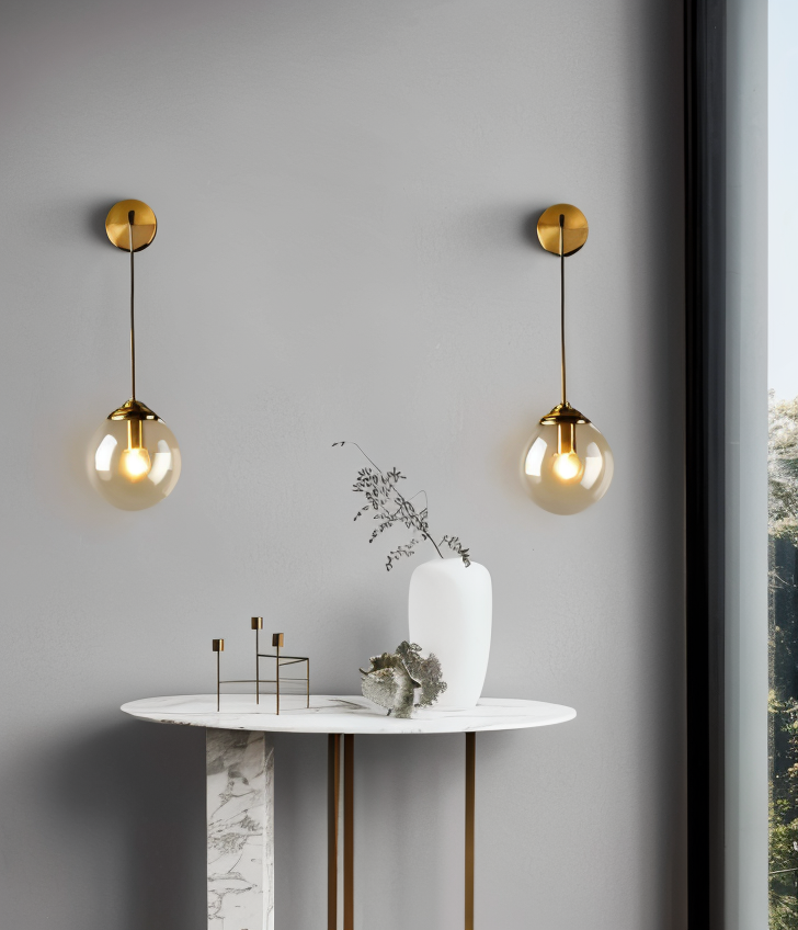 ClearOrb Wandleuchte - Glas Wandleuchte - Metall Wandleuchte Design - Retro Industrie Wandleuchten LED