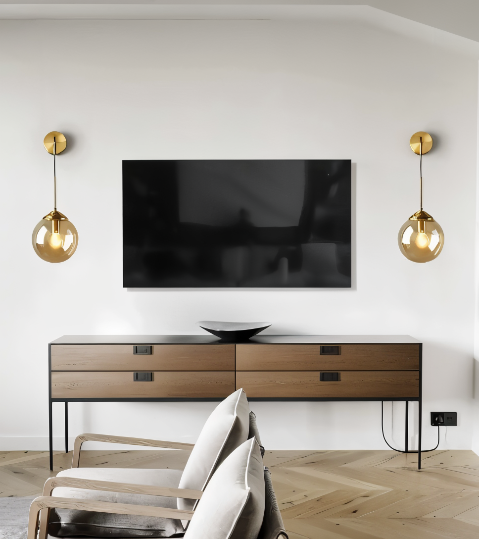 ClearOrb Wandleuchte - Glas Wandleuchte - Metall Wandleuchte Design - Retro Industrie Wandleuchten LED