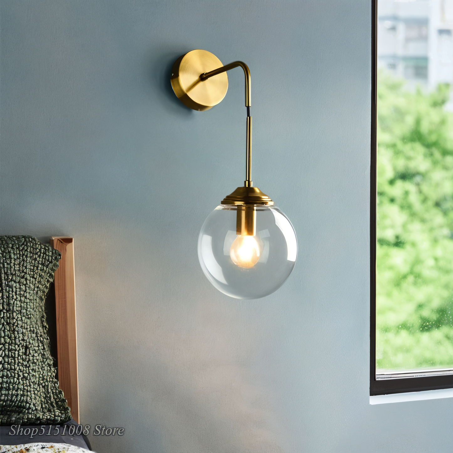 ClearOrb Wandleuchte - Glas Wandleuchte - Metall Wandleuchte Design - Retro Industrie Wandleuchten LED