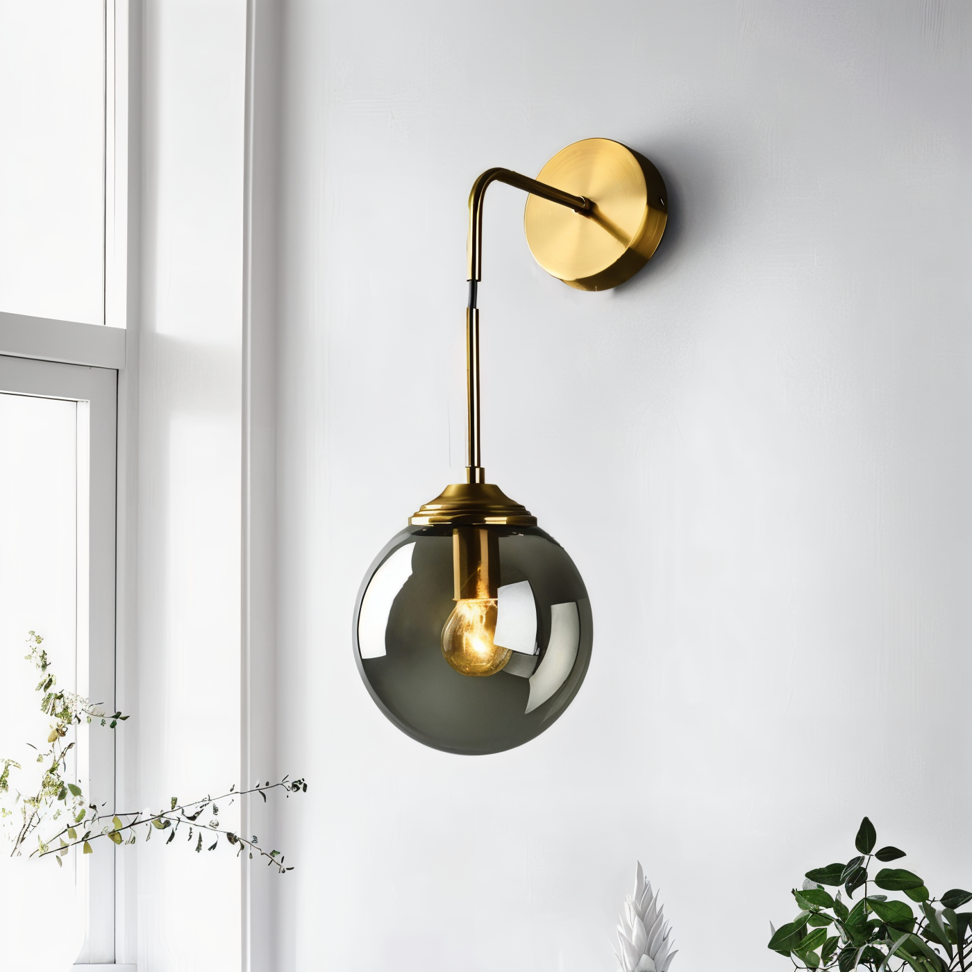 ClearOrb Wandleuchte - Glas Wandleuchte - Metall Wandleuchte Design - Retro Industrie Wandleuchten LED