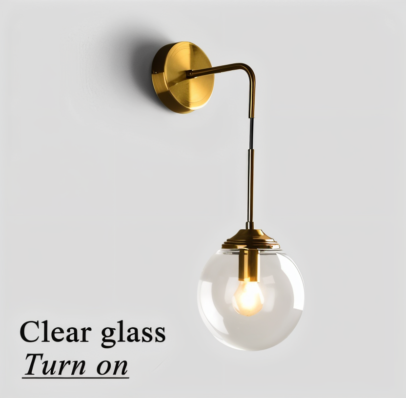 ClearOrb Wandleuchte - Glas Wandleuchte - Metall Wandleuchte Design - Retro Industrie Wandleuchten LED