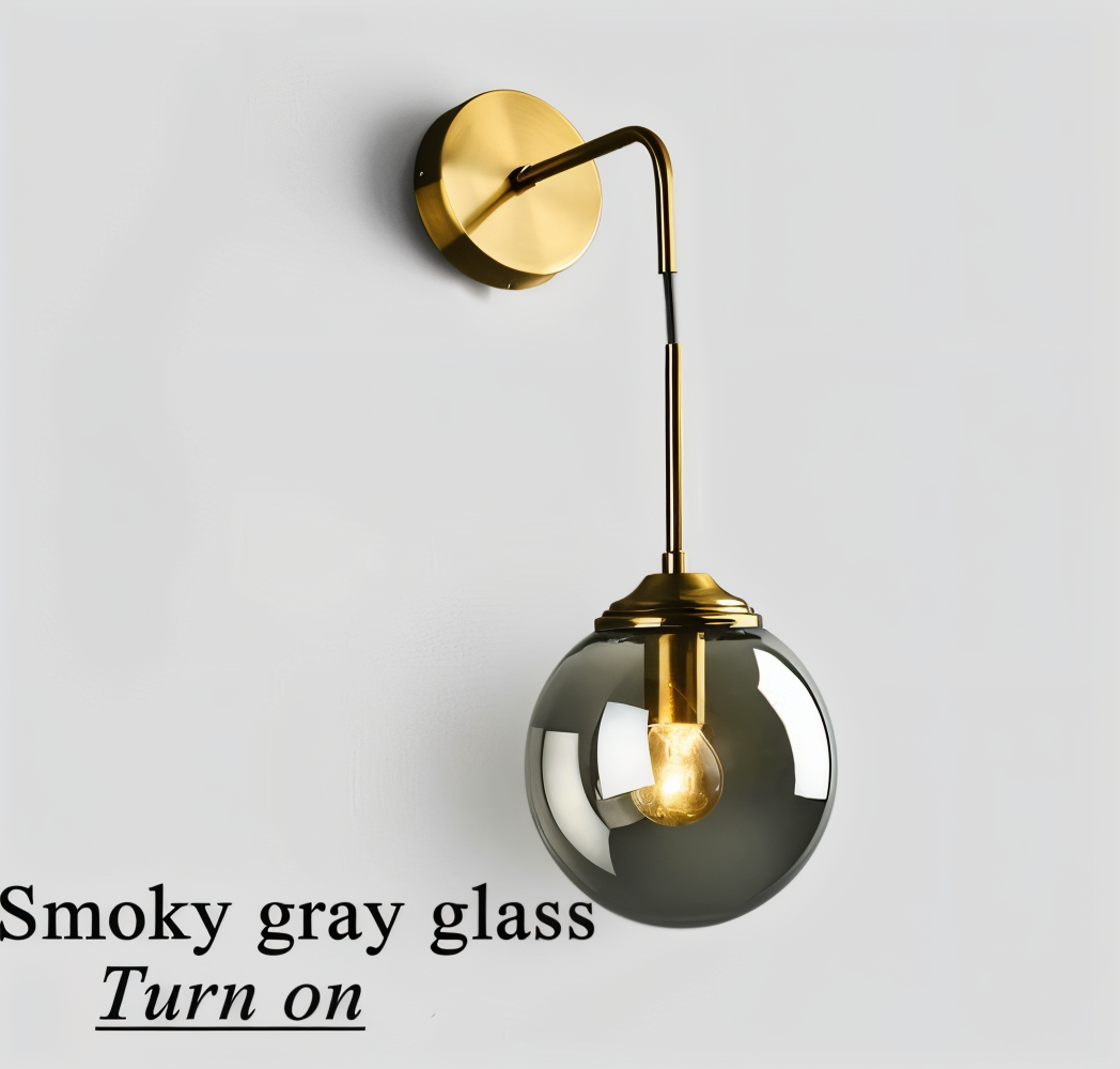 ClearOrb Wandleuchte - Glas Wandleuchte - Metall Wandleuchte Design - Retro Industrie Wandleuchten LED