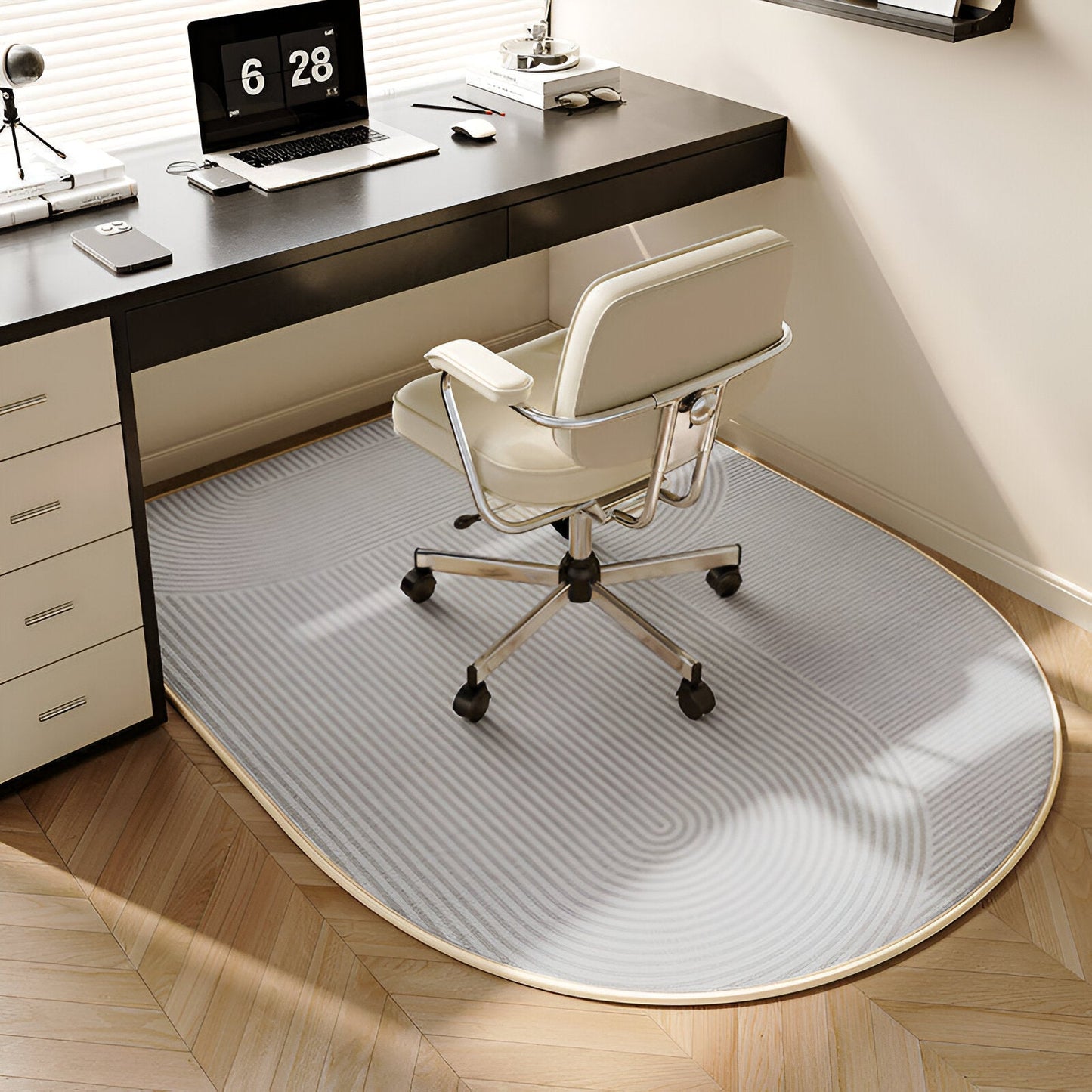 ComfiOval Teppich - Plüschsamt Anti-Rutsch Teppichvorleger für Schlafzimmer und Arbeitszimmer