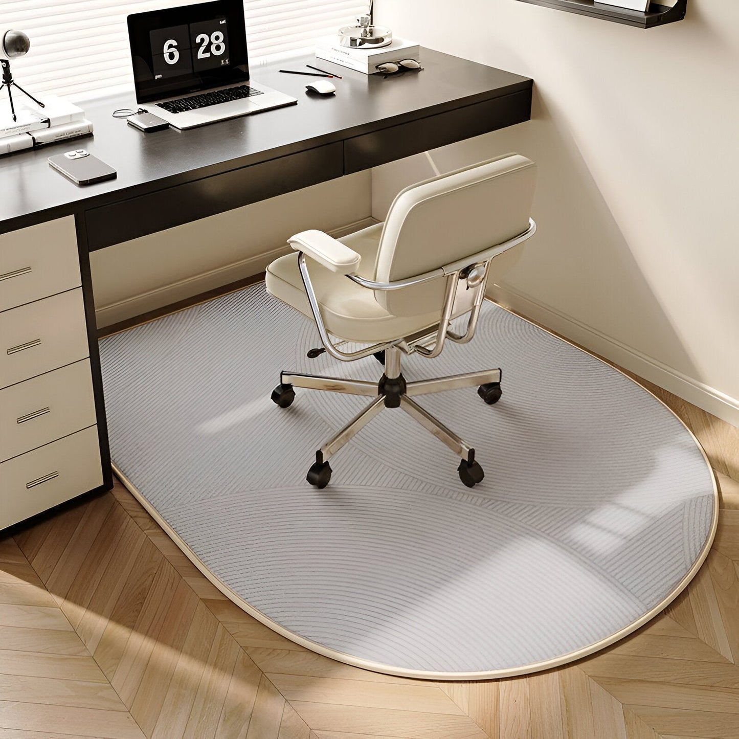 ComfiOval Teppich - Plüschsamt Anti-Rutsch Teppichvorleger für Schlafzimmer und Arbeitszimmer