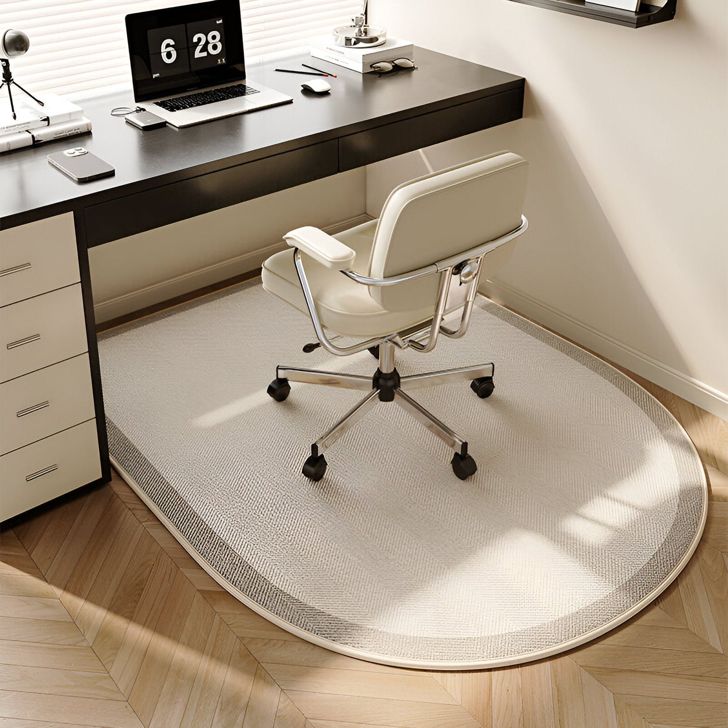 ComfiOval Teppich - Plüschsamt Anti-Rutsch Teppichvorleger für Schlafzimmer und Arbeitszimmer