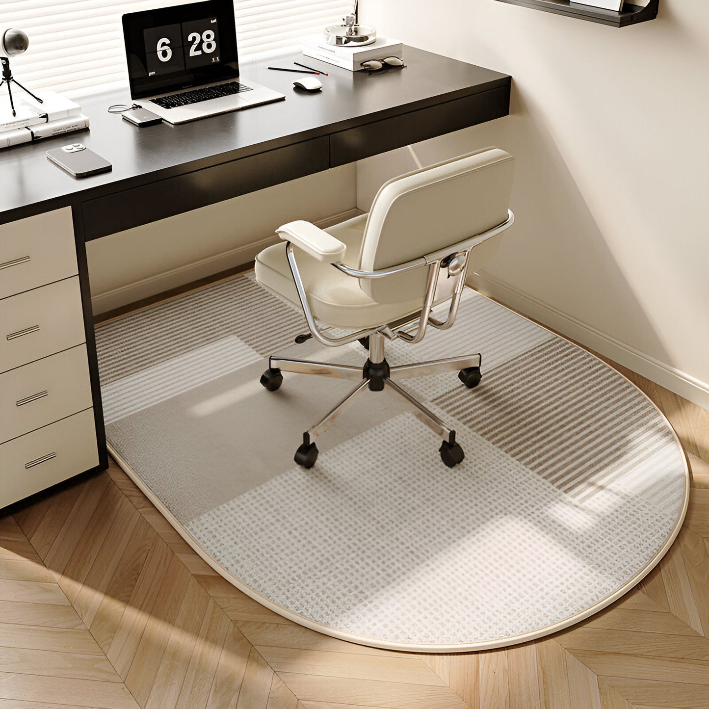 ComfiOval Teppich - Plüschsamt Anti-Rutsch Teppichvorleger für Schlafzimmer und Arbeitszimmer