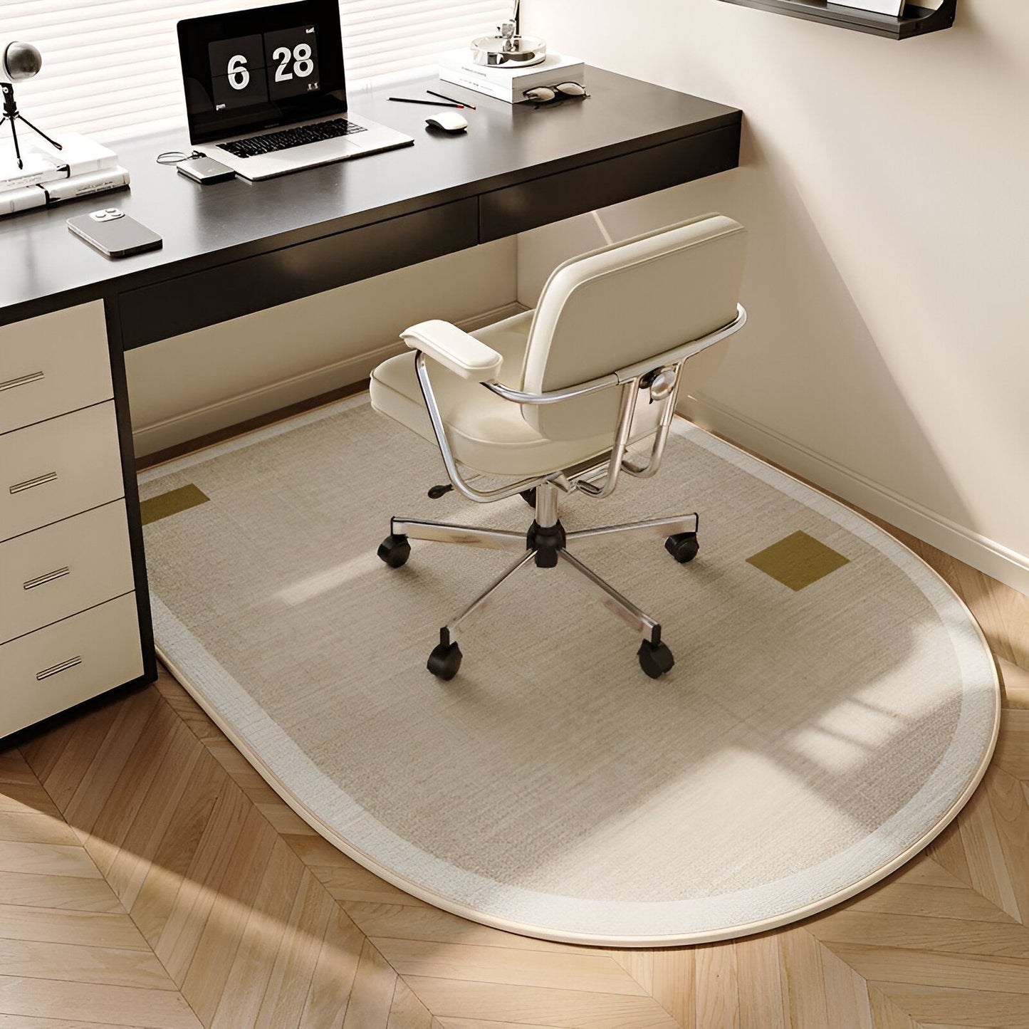 ComfiOval Teppich - Plüschsamt Anti-Rutsch Teppichvorleger für Schlafzimmer und Arbeitszimmer