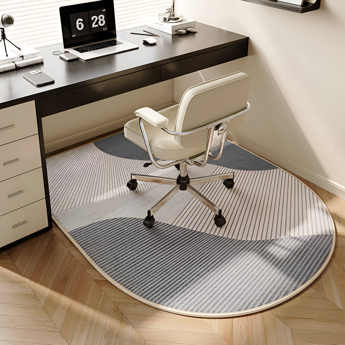 ComfiOval Teppich - Plüschsamt Anti-Rutsch Teppichvorleger für Schlafzimmer und Arbeitszimmer