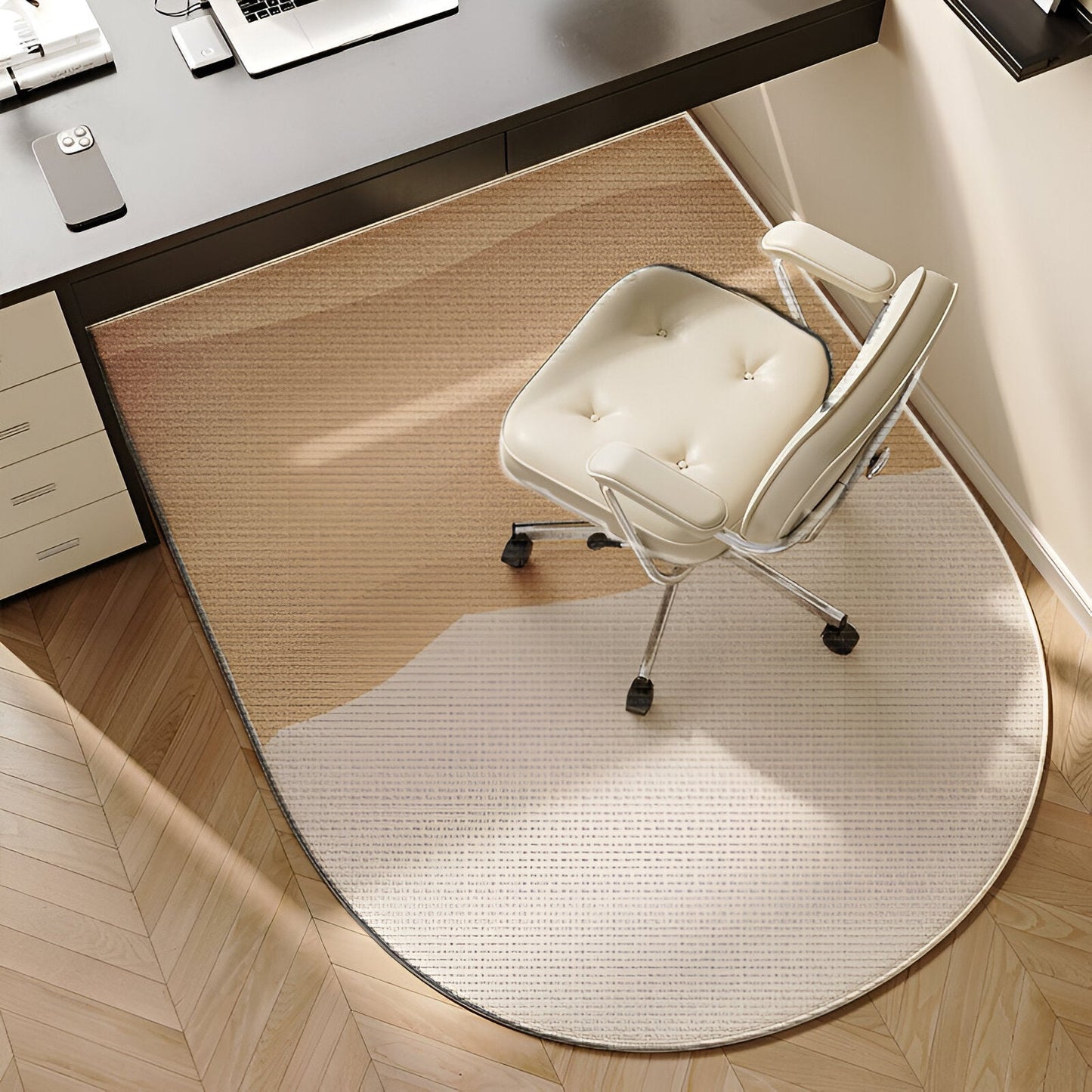 ComfiOval Teppich - Plüschsamt Anti-Rutsch Teppichvorleger für Schlafzimmer und Arbeitszimmer