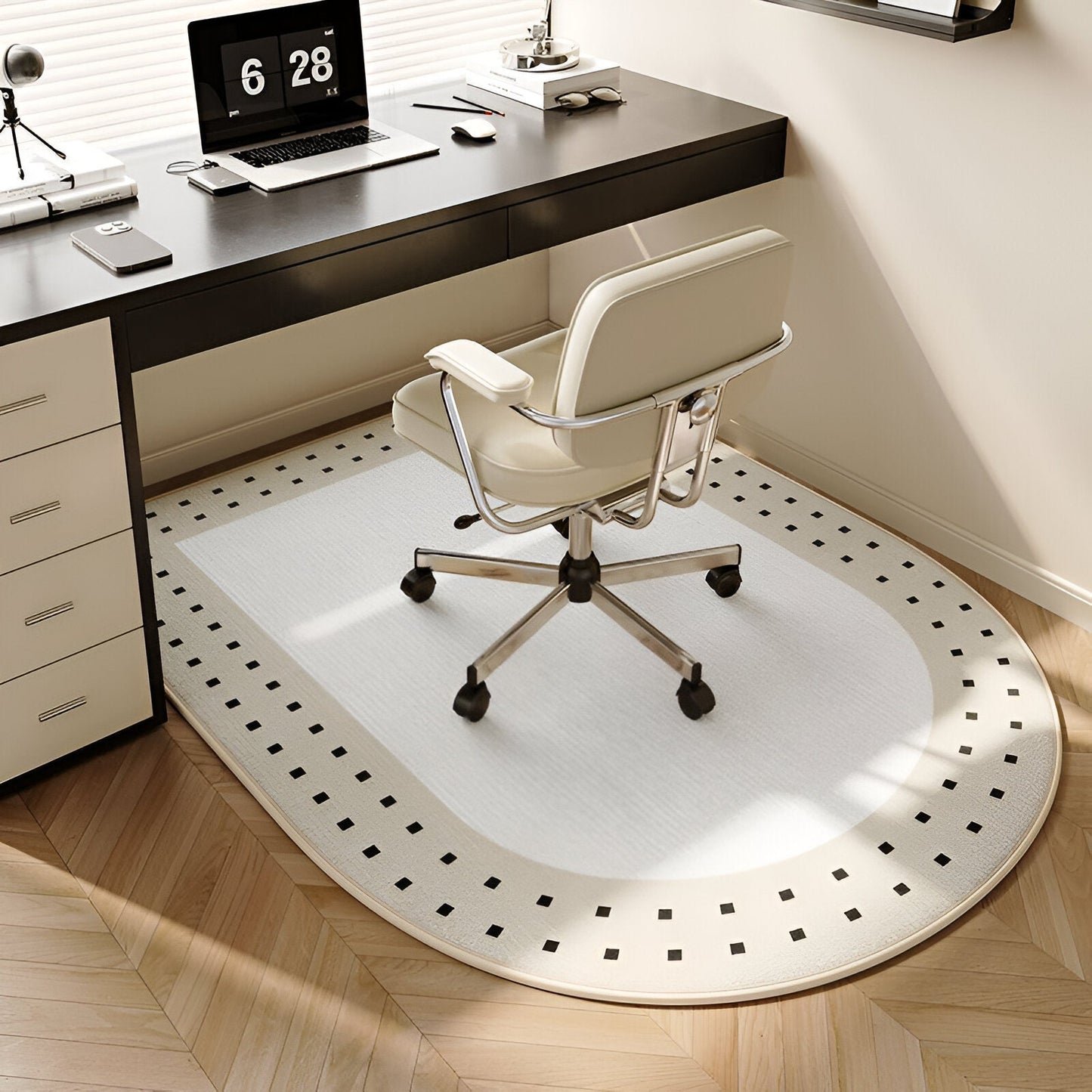 ComfiOval Teppich - Plüschsamt Anti-Rutsch Teppichvorleger für Schlafzimmer und Arbeitszimmer