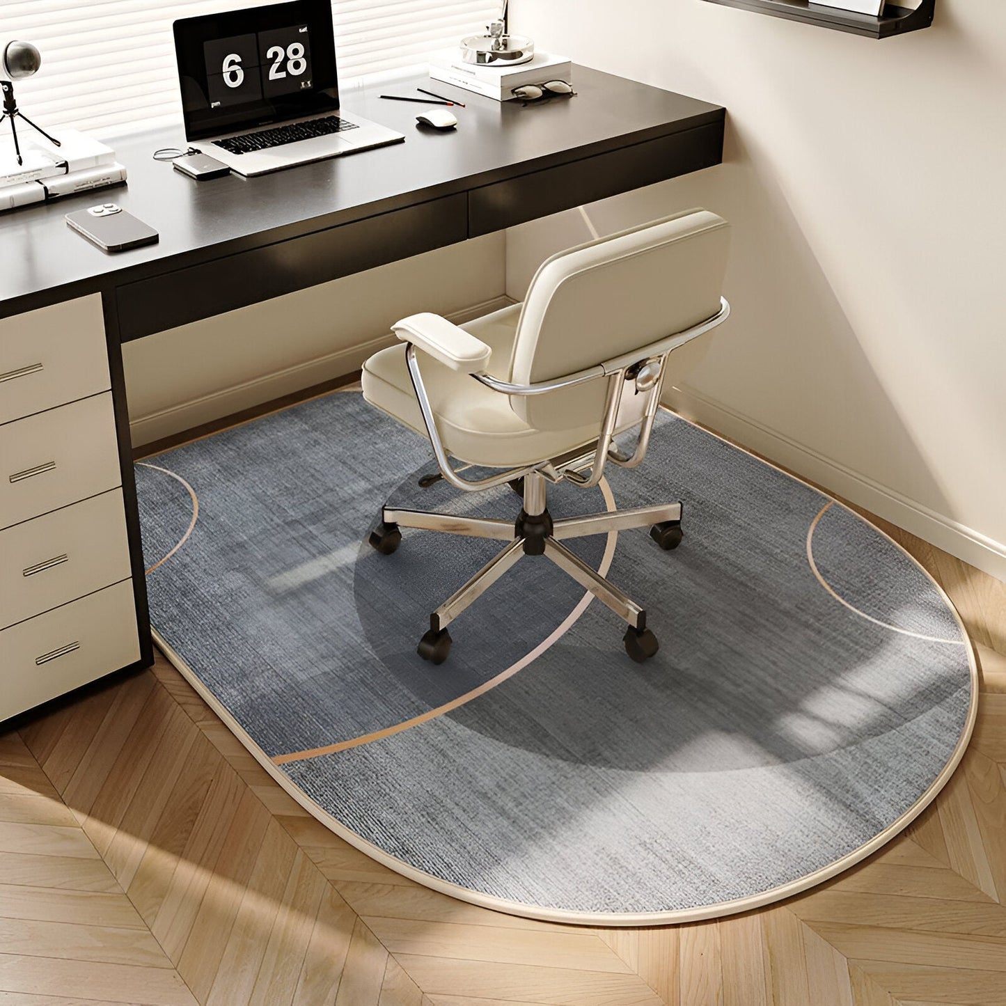 ComfiOval Teppich - Plüschsamt Anti-Rutsch Teppichvorleger für Schlafzimmer und Arbeitszimmer
