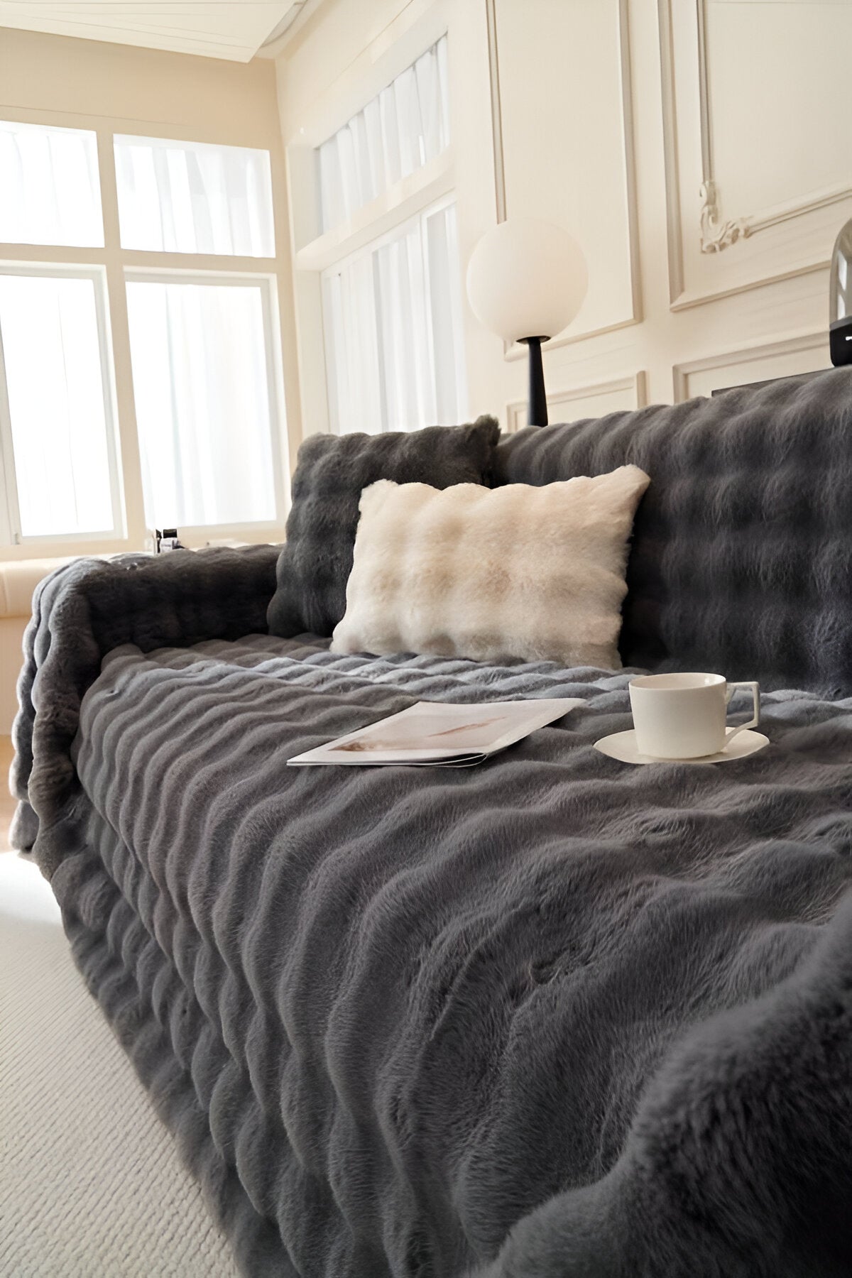 ComfyPal Plaid - Luxuriöse Dicke Plüsch Sofadecke - Ultra Weiche Gesteppte Kunstpelz Fleece-Decke
