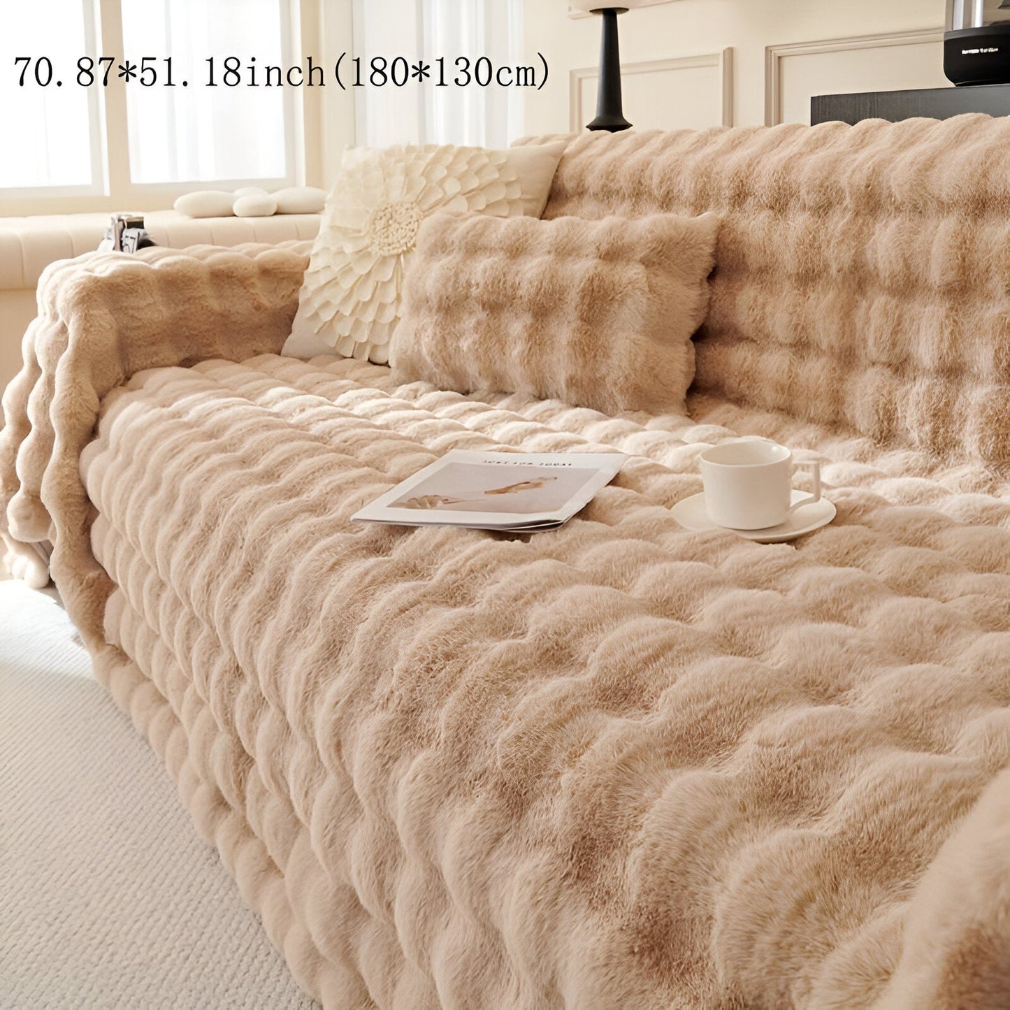 ComfyPal Plaid - Luxuriöse Dicke Plüsch Sofadecke - Ultra Weiche Gesteppte Kunstpelz Fleece-Decke