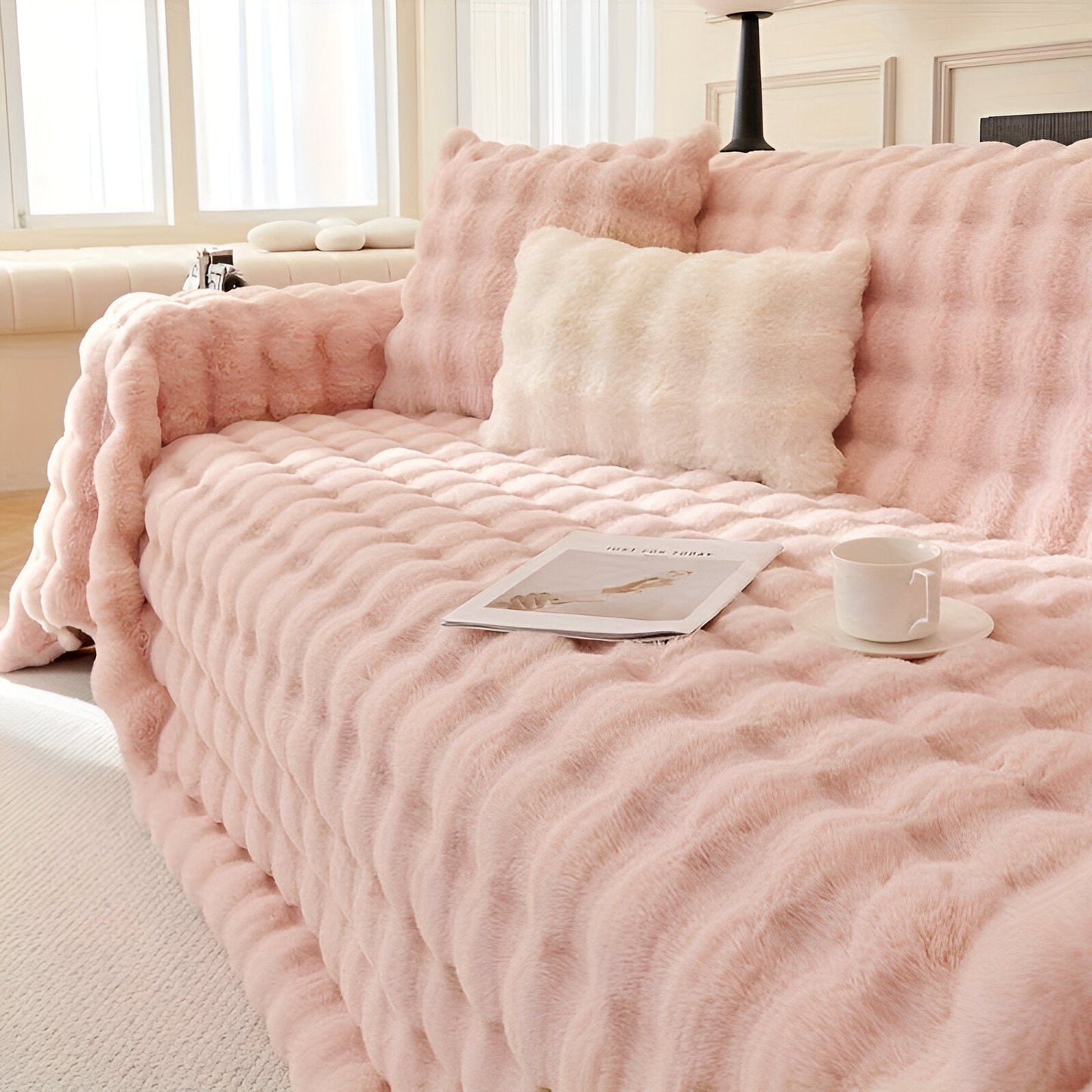 ComfyPal Plaid - Luxuriöse Dicke Plüsch Sofadecke - Ultra Weiche Gesteppte Kunstpelz Fleece-Decke