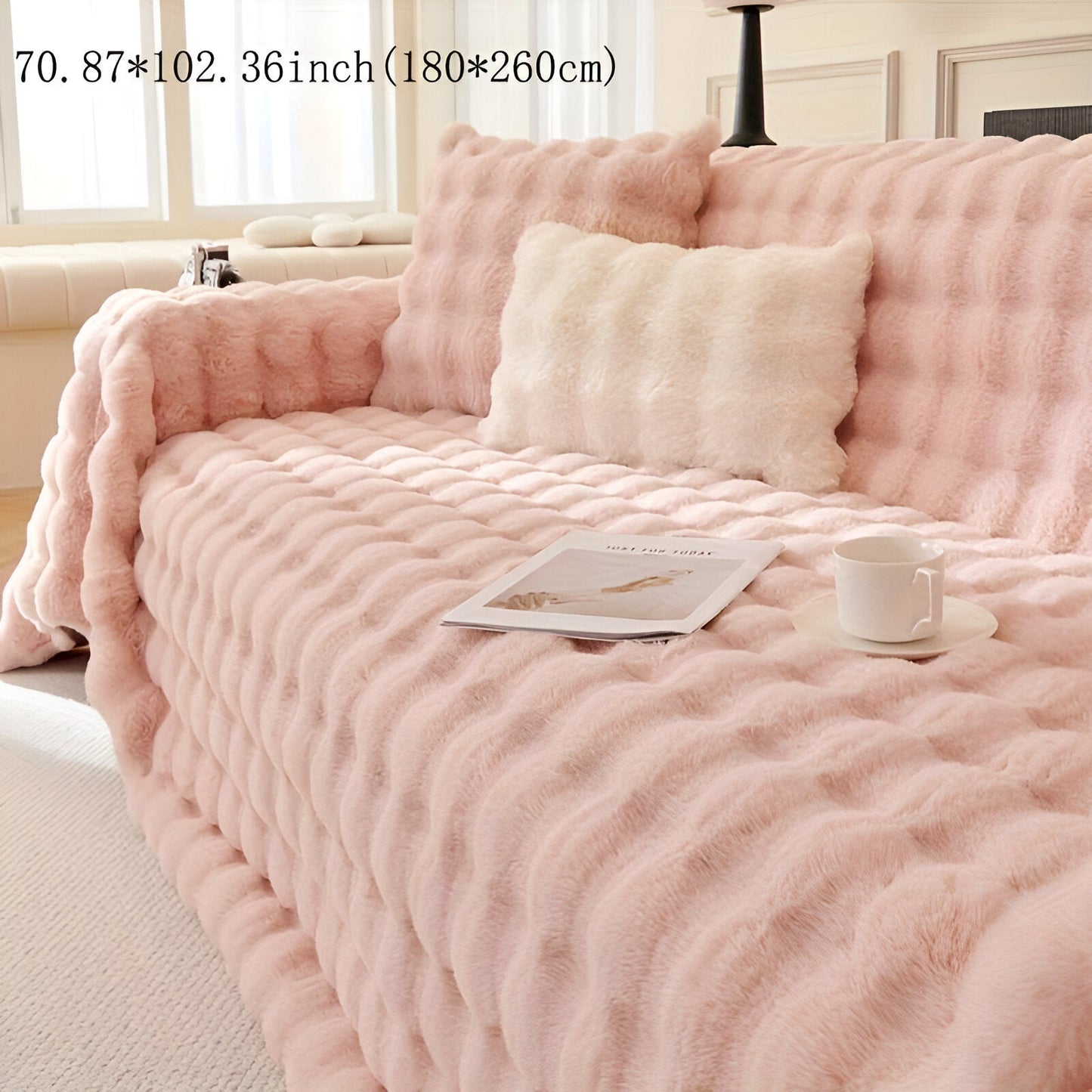 ComfyPal Plaid - Luxuriöse Dicke Plüsch Sofadecke - Ultra Weiche Gesteppte Kunstpelz Fleece-Decke