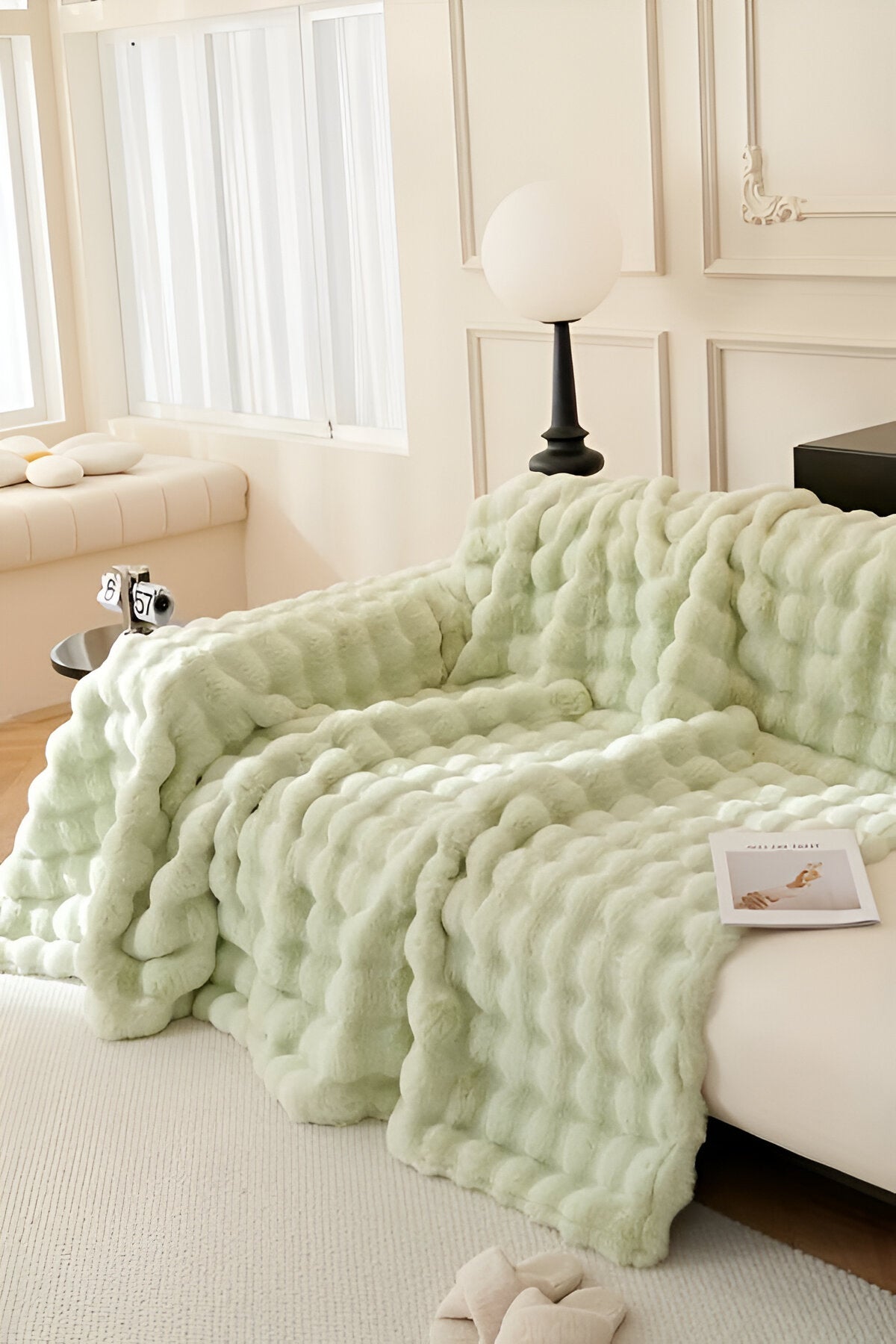 ComfyPal Plaid - Luxuriöse Dicke Plüsch Sofadecke - Ultra Weiche Gesteppte Kunstpelz Fleece-Decke