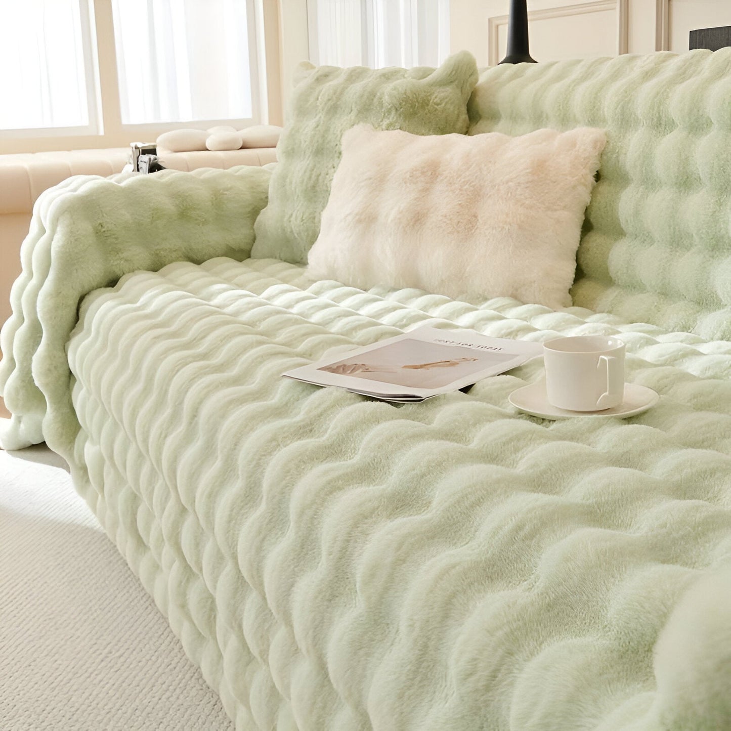 ComfyPal Plaid - Luxuriöse Dicke Plüsch Sofadecke - Ultra Weiche Gesteppte Kunstpelz Fleece-Decke