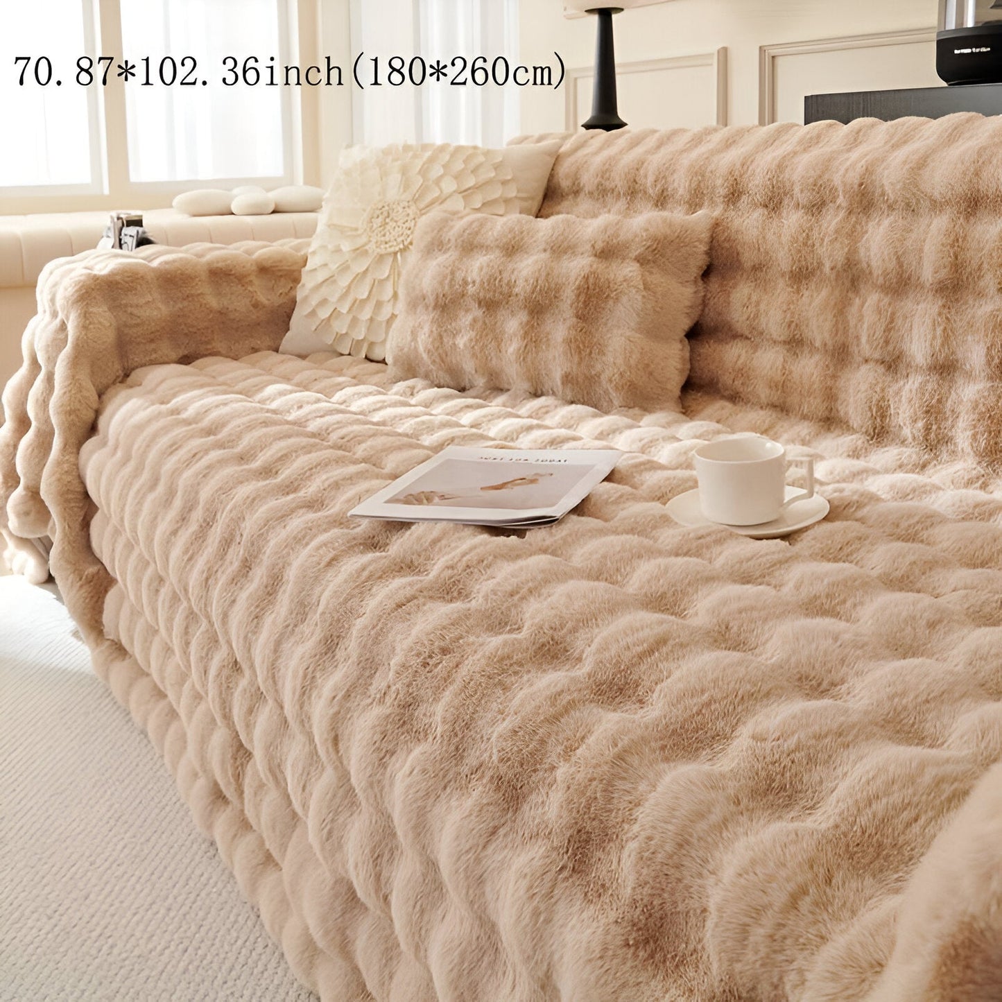 ComfyPal Plaid - Luxuriöse Dicke Plüsch Sofadecke - Ultra Weiche Gesteppte Kunstpelz Fleece-Decke