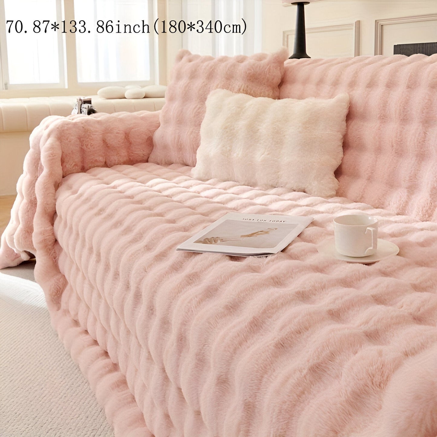 ComfyPal Plaid - Luxuriöse Dicke Plüsch Sofadecke - Ultra Weiche Gesteppte Kunstpelz Fleece-Decke