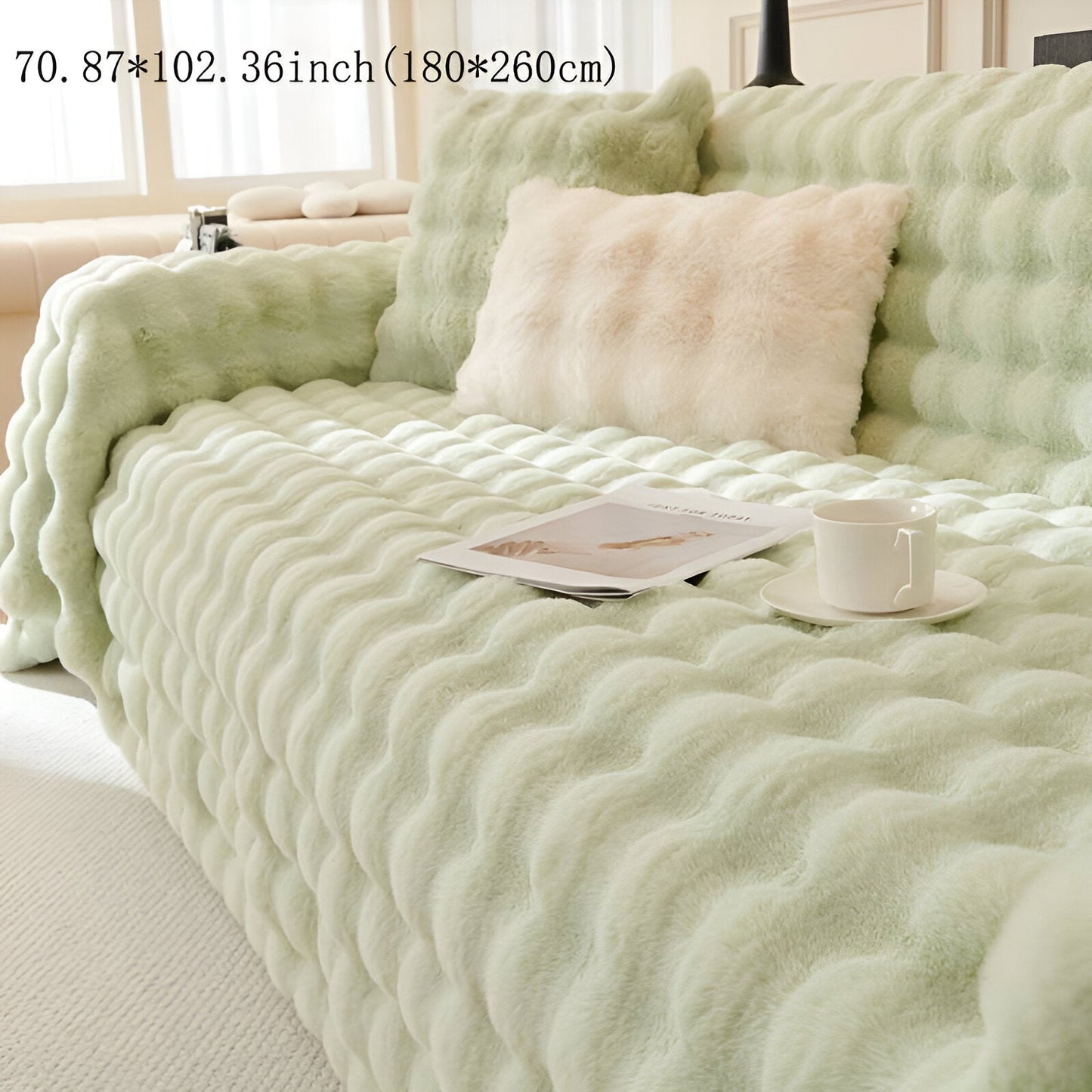 ComfyPal Plaid - Luxuriöse Dicke Plüsch Sofadecke - Ultra Weiche Gesteppte Kunstpelz Fleece-Decke