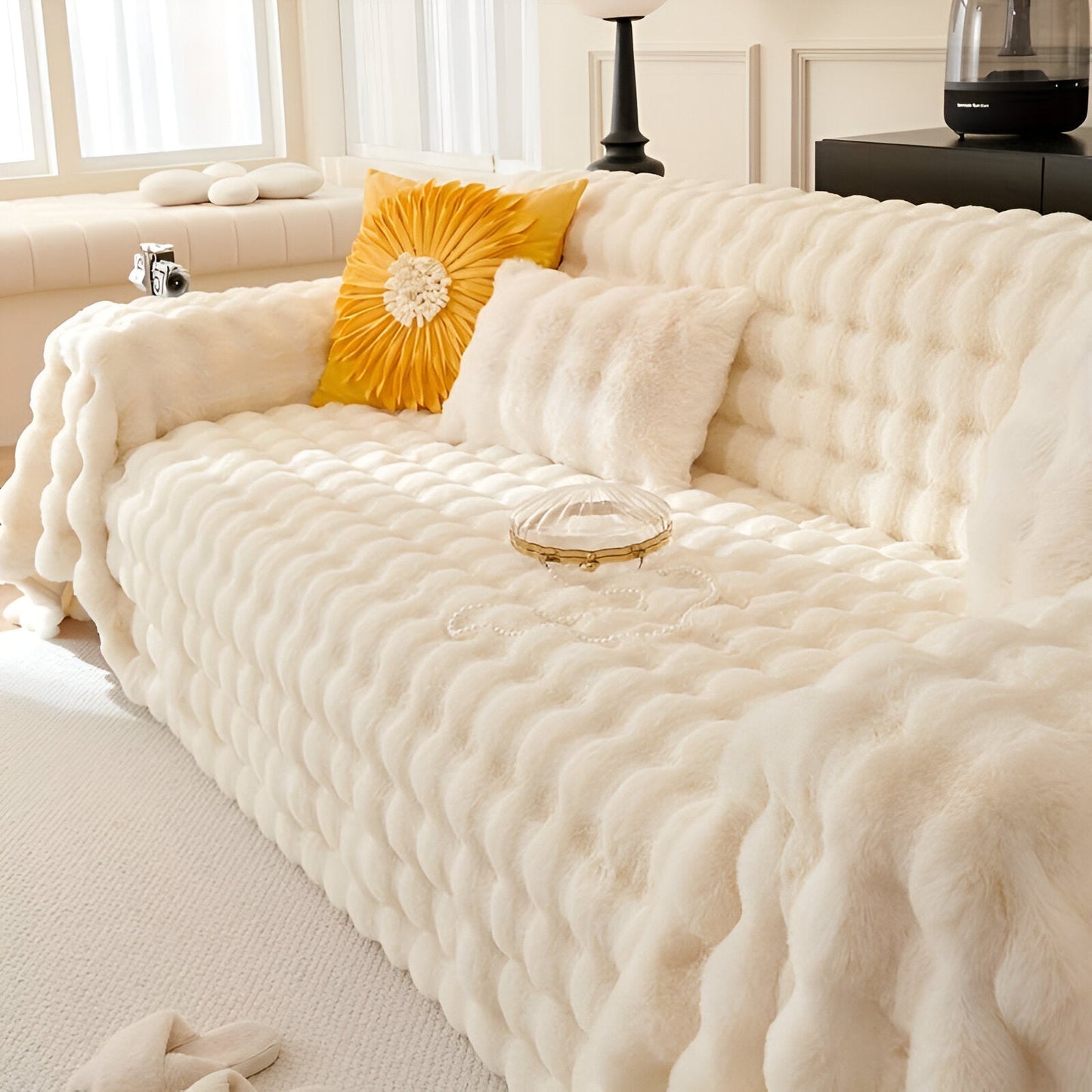 ComfyPal Plaid - Luxuriöse Dicke Plüsch Sofadecke - Ultra Weiche Gesteppte Kunstpelz Fleece-Decke