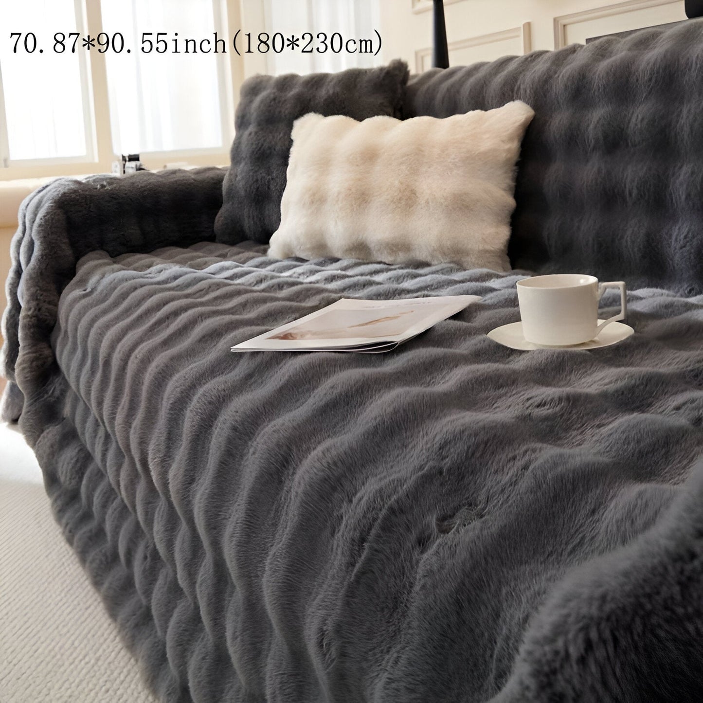ComfyPal Plaid - Luxuriöse Dicke Plüsch Sofadecke - Ultra Weiche Gesteppte Kunstpelz Fleece-Decke