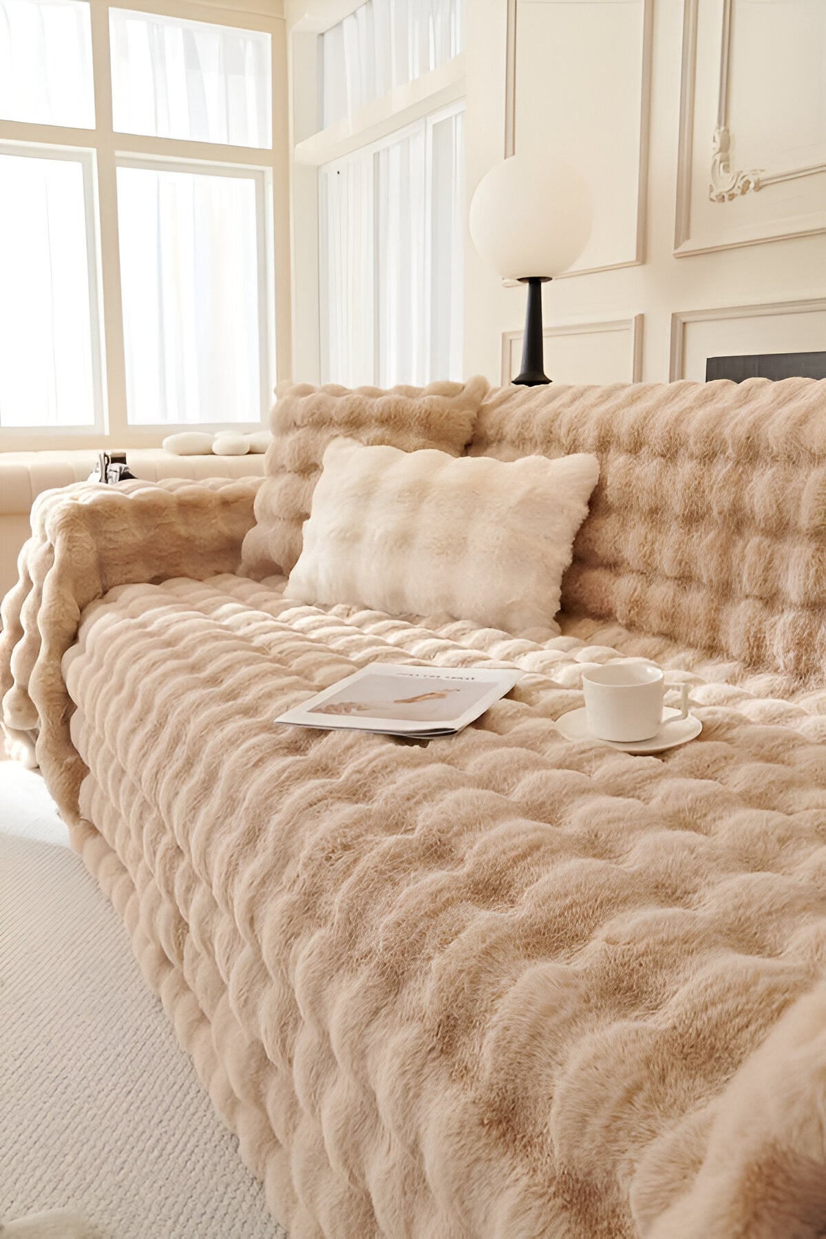 ComfyPal Plaid - Luxuriöse Dicke Plüsch Sofadecke - Ultra Weiche Gesteppte Kunstpelz Fleece-Decke