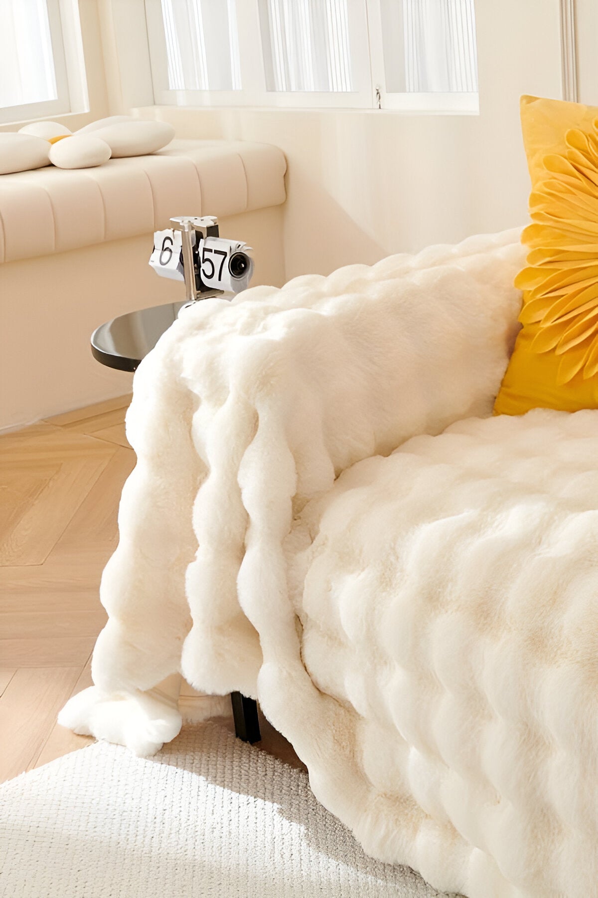 ComfyPal Plaid - Luxuriöse Dicke Plüsch Sofadecke - Ultra Weiche Gesteppte Kunstpelz Fleece-Decke