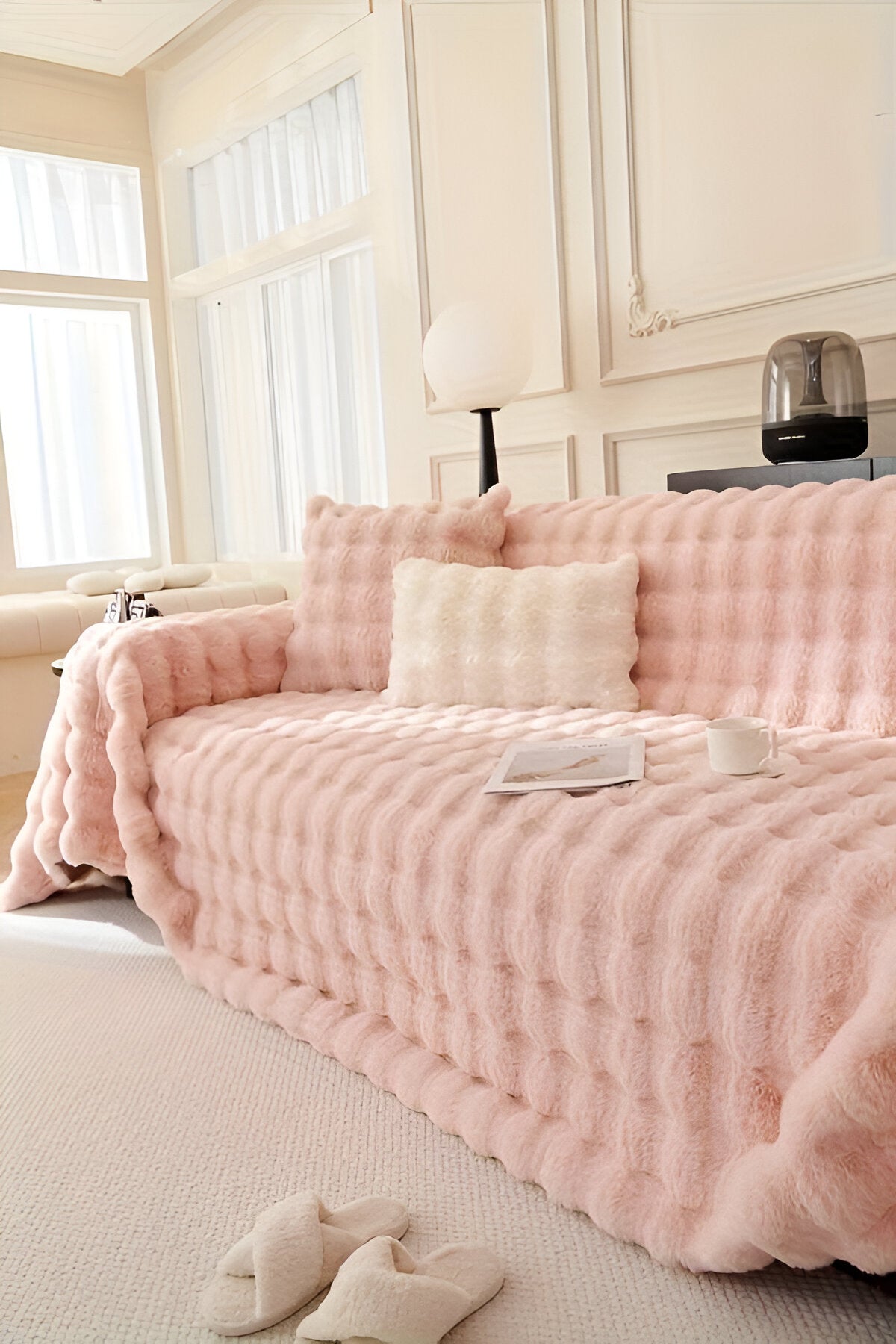 ComfyPal Plaid - Luxuriöse Dicke Plüsch Sofadecke - Ultra Weiche Gesteppte Kunstpelz Fleece-Decke