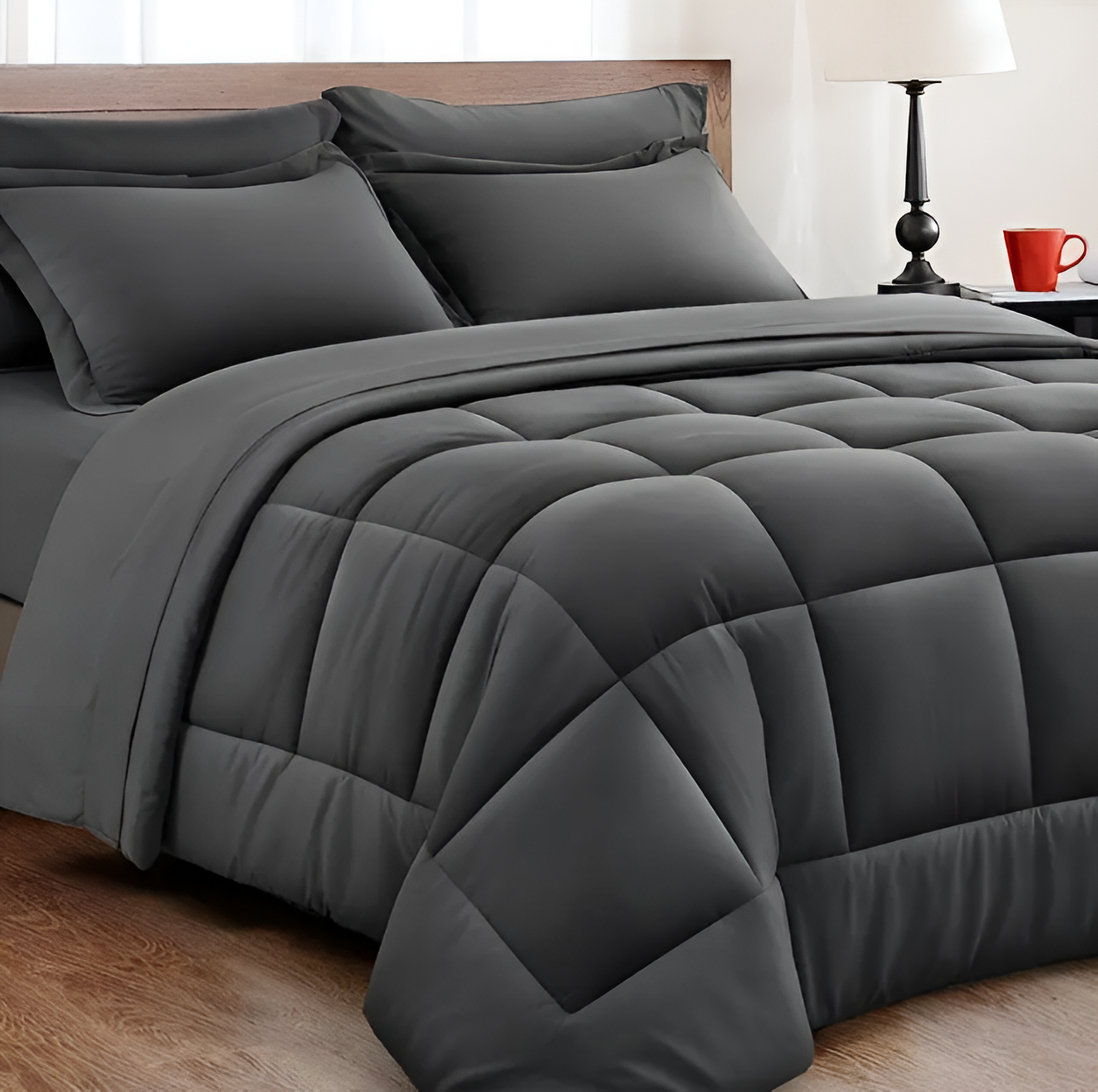 CoziPlain Polyester Bettwäsche - Stilvolle Plaid Bettdecke mit Kissenbezügen