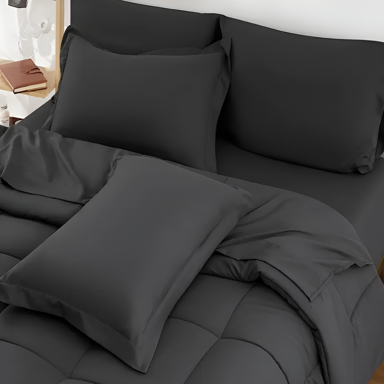 CoziPlain Polyester Bettwäsche - Stilvolle Plaid Bettdecke mit Kissenbezügen