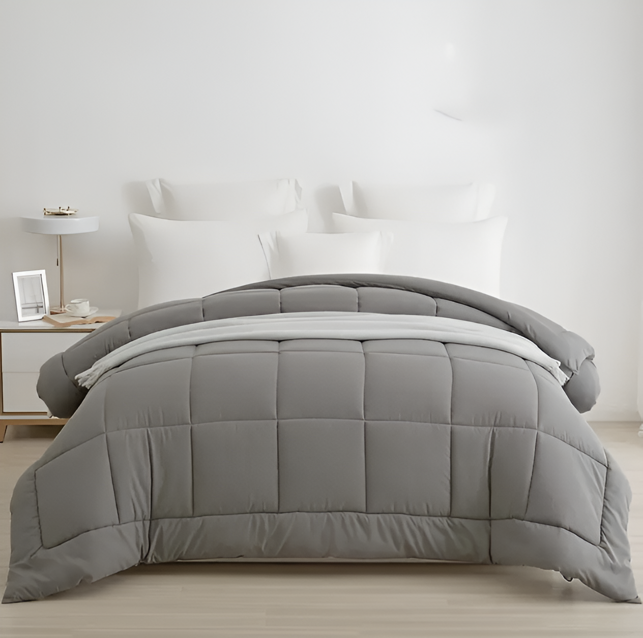 CoziPlain Polyester Bettwäsche - Stilvolle Plaid Bettdecke mit Kissenbezügen