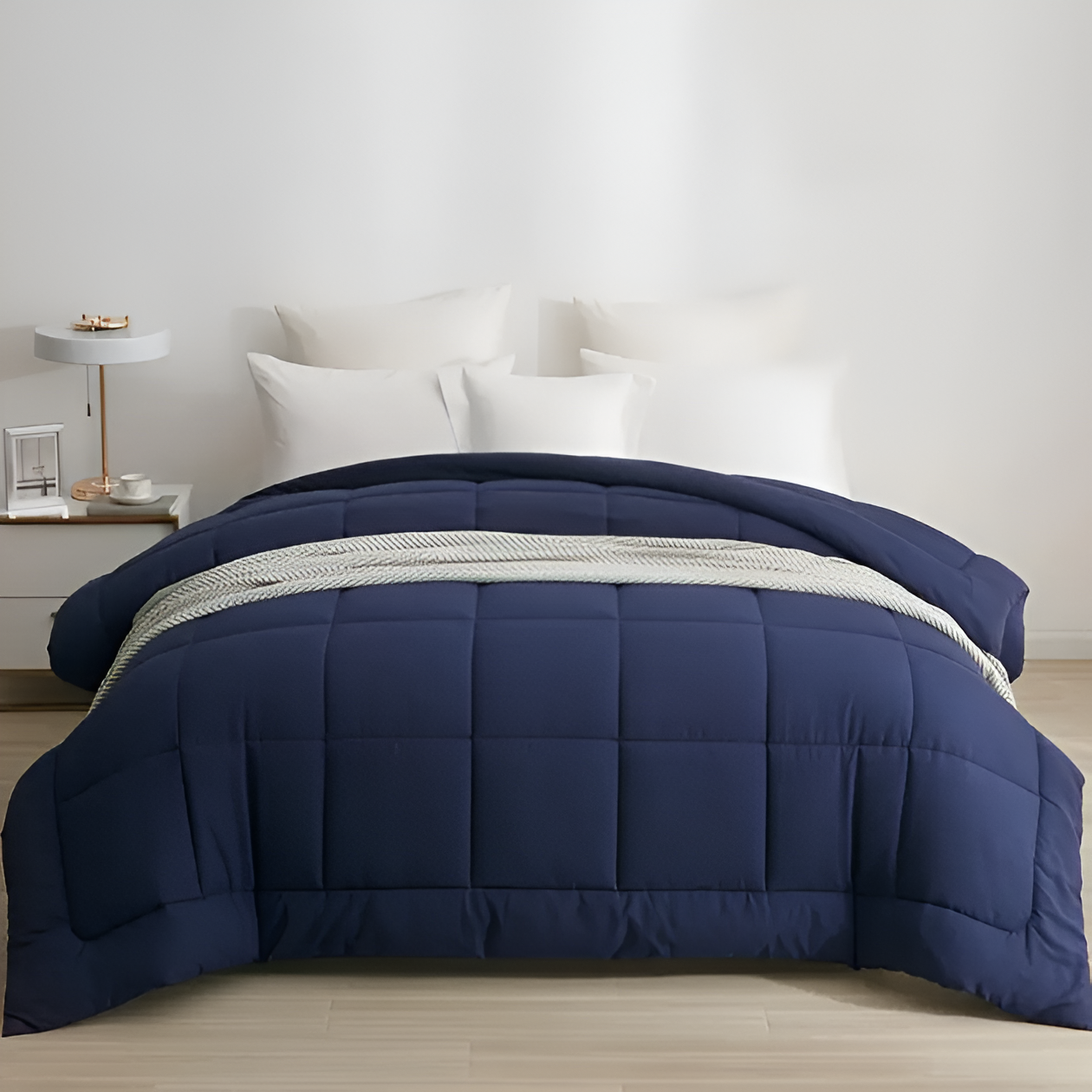 CoziPlain Polyester Bettwäsche - Stilvolle Plaid Bettdecke mit Kissenbezügen