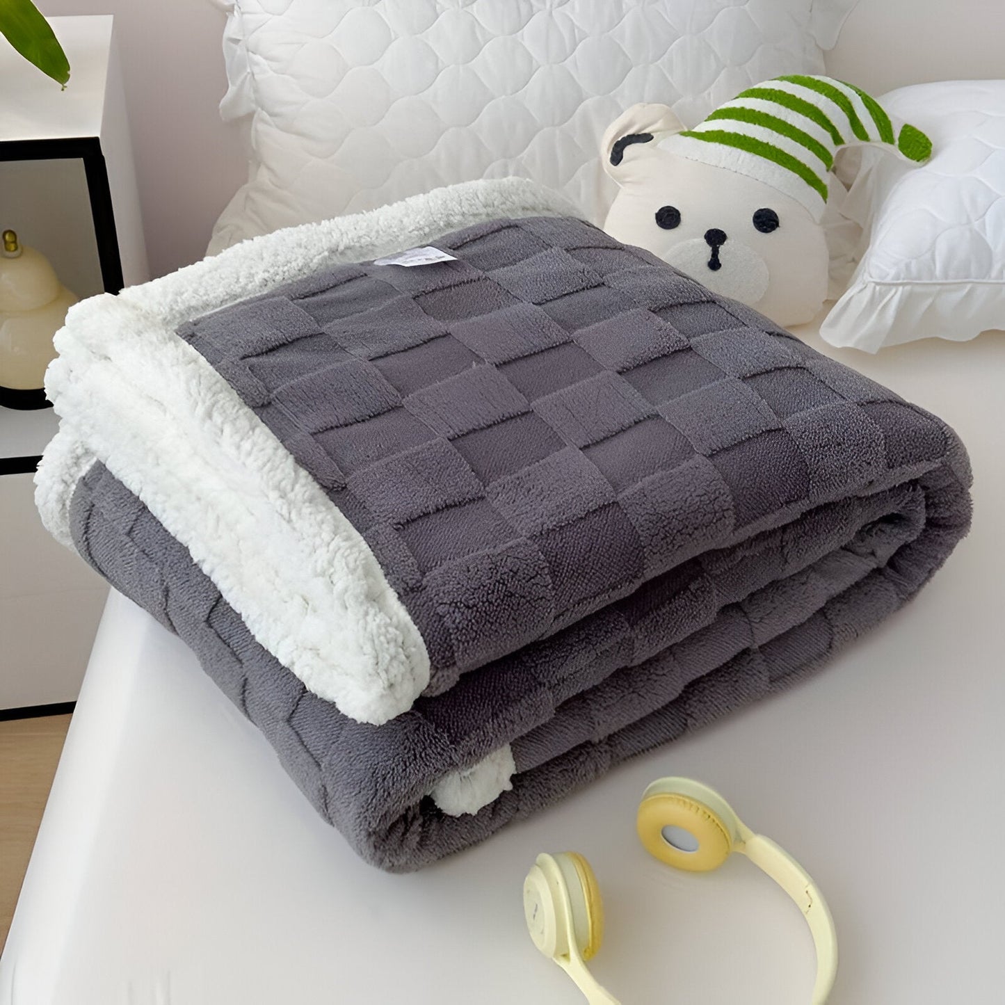 CozyCheck Plaid - Wendbare, Dicke Isolierte Fleece Decke für den Winter