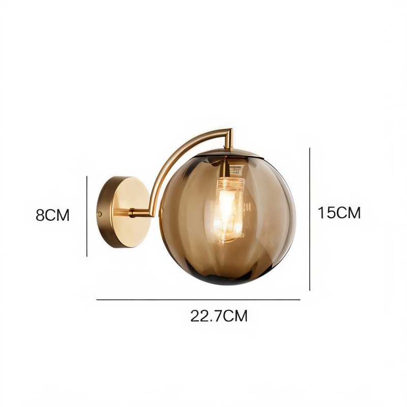 CrystalGlow Wandleuchte - Globe Leuchten Indoor - Retro Glas LED Schlafzimmer Wandleuchte