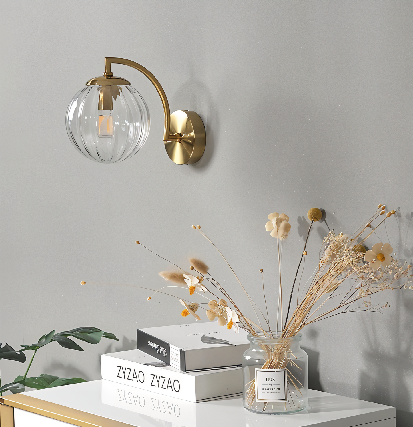 CrystalGlow Wandleuchte - Globe Leuchten Indoor - Retro Glas LED Schlafzimmer Wandleuchte