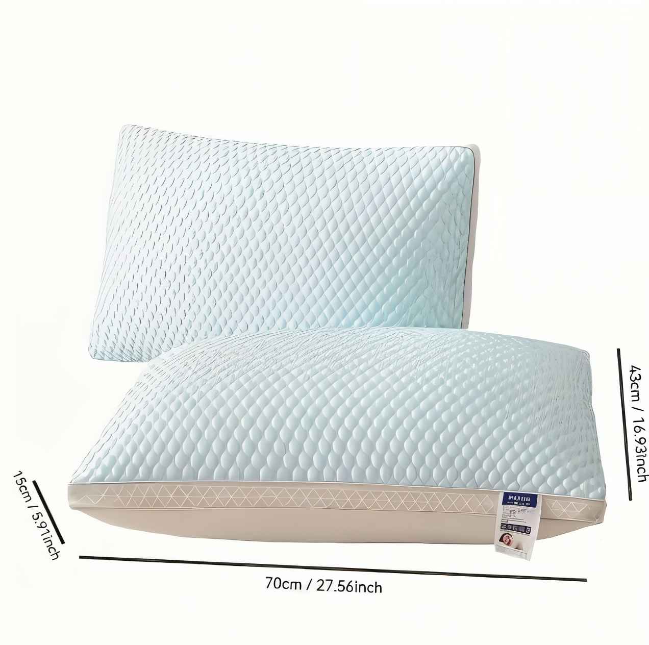 CushiesBlue – Set mit 2 weichen, atmungsaktiven Memory-Schaum-Kissen