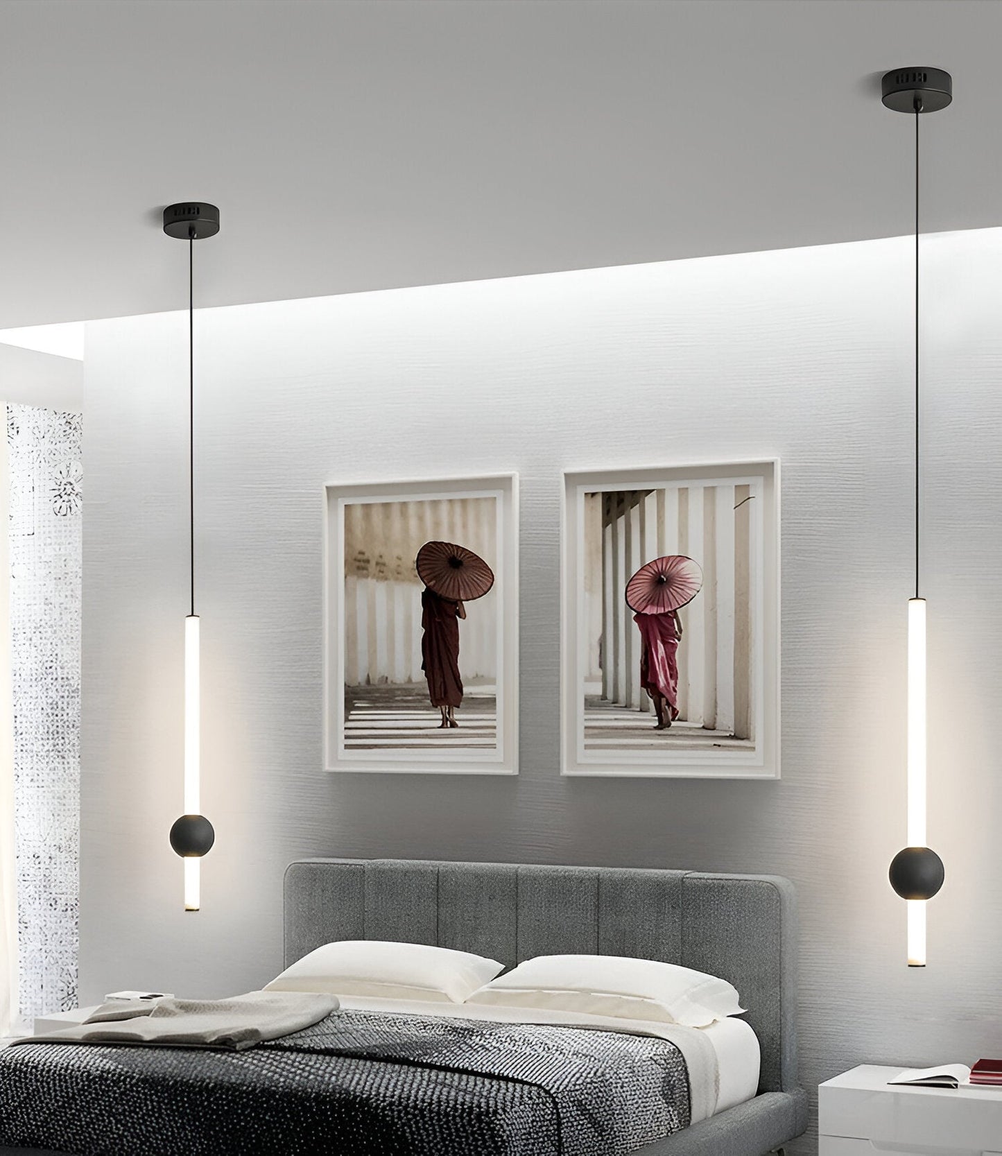 CyliWand LED Pendelleuchte - Minimalistische Geometrische Hängelampe in Schwarz/Weiß