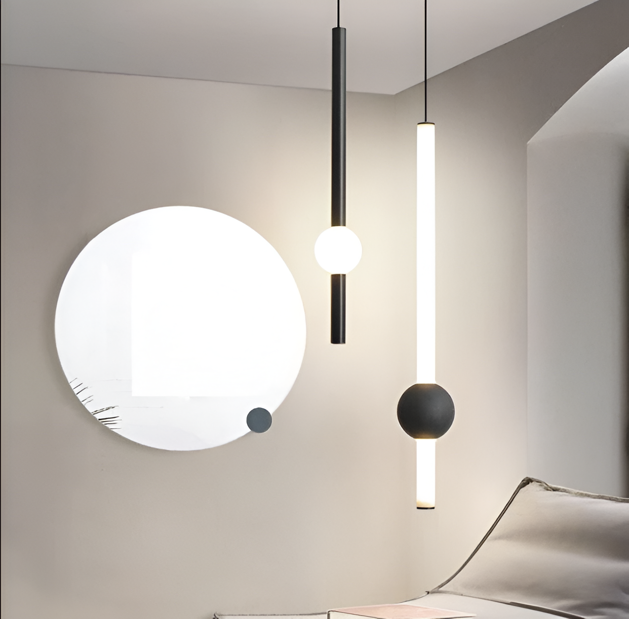CyliWand LED Pendelleuchte - Minimalistische Geometrische Hängelampe in Schwarz/Weiß