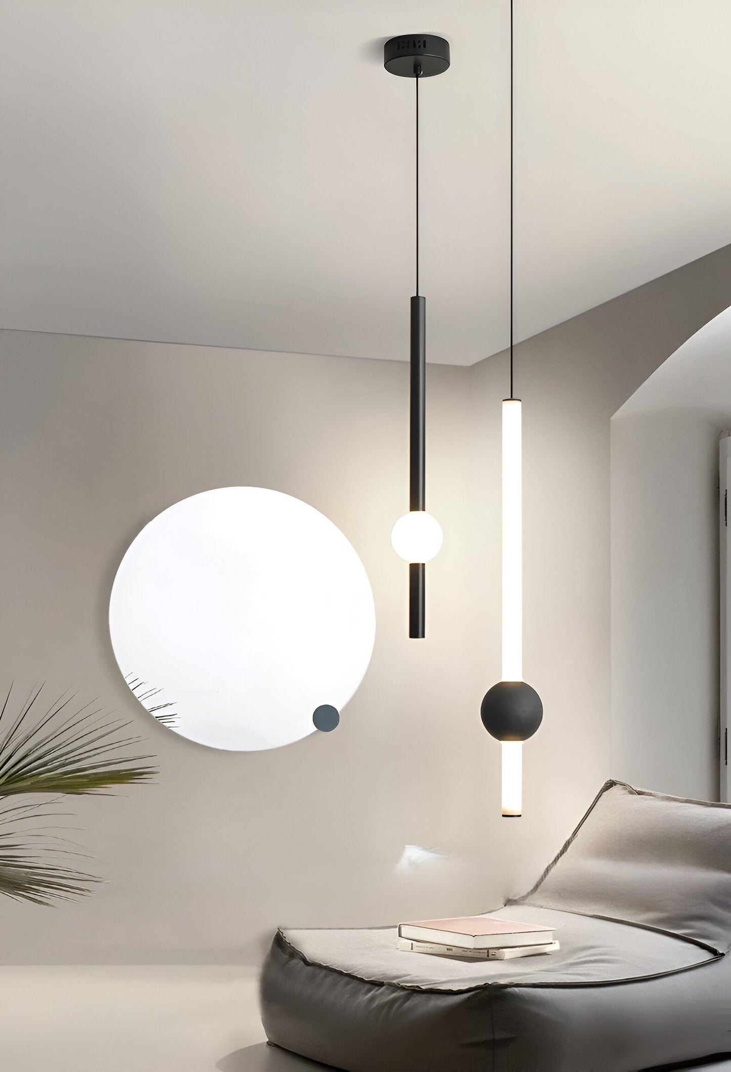 CyliWand LED Pendelleuchte - Minimalistische Geometrische Hängelampe in Schwarz/Weiß