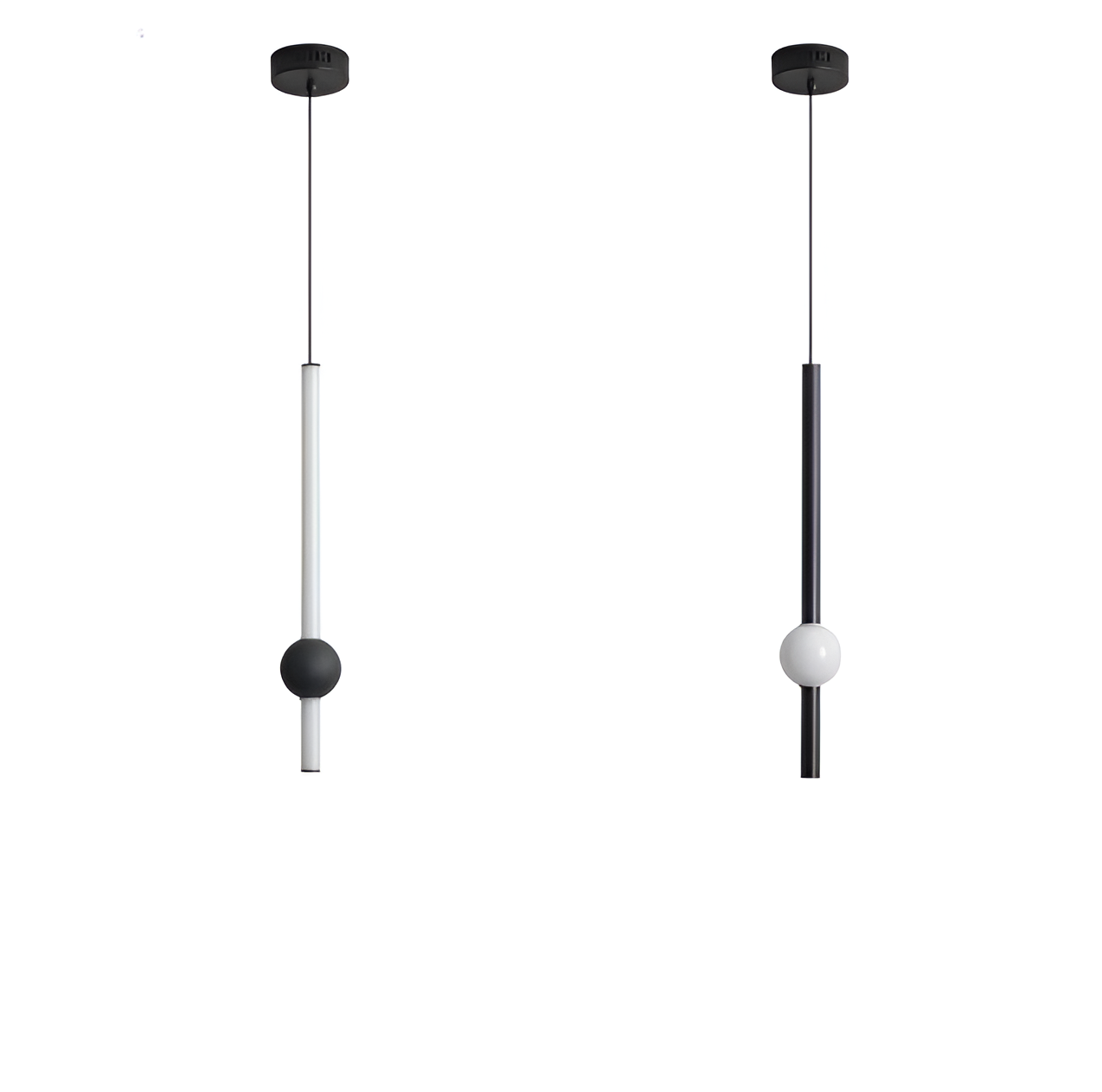 CyliWand LED Pendelleuchte - Minimalistische Geometrische Hängelampe in Schwarz/Weiß