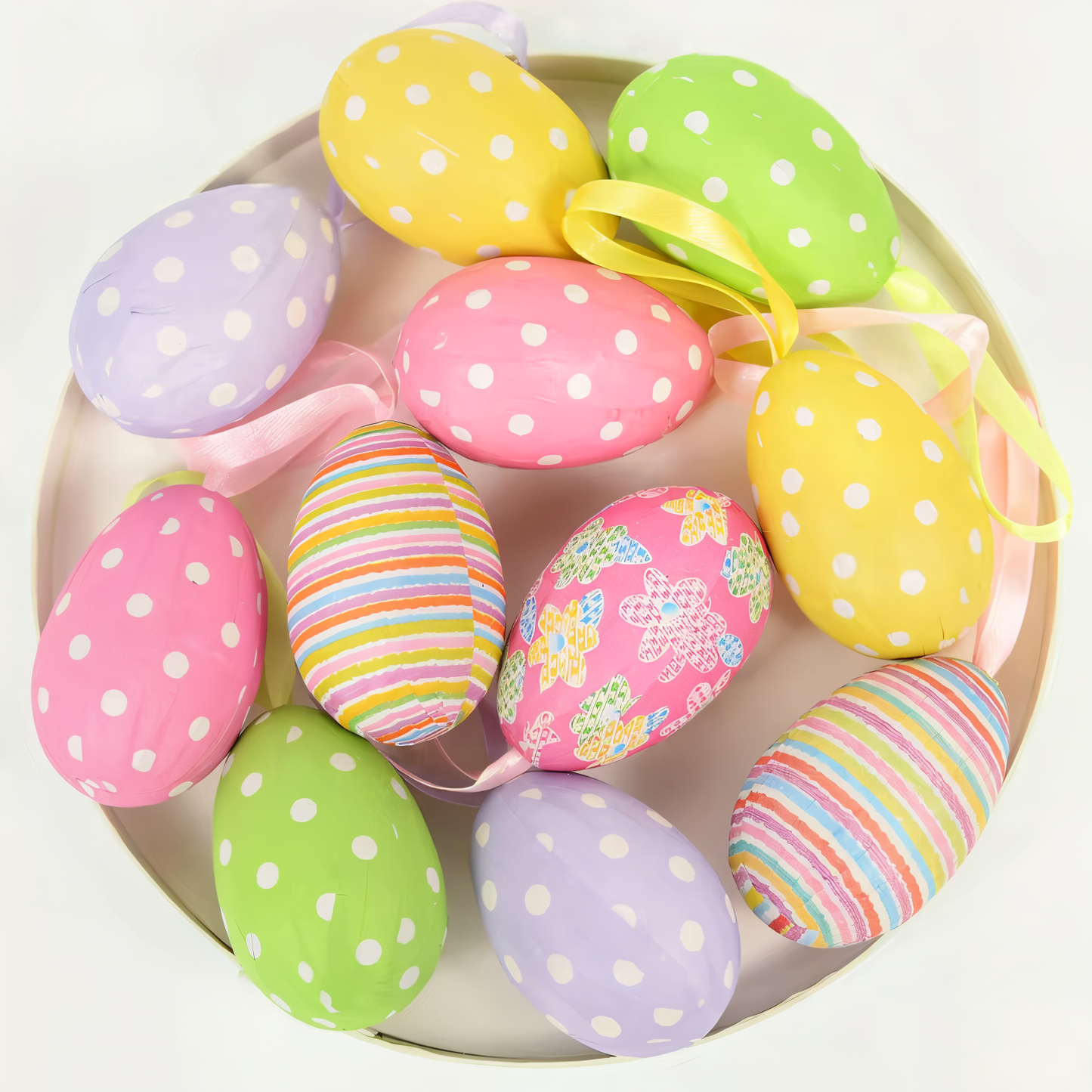 Faux Ostereier - 12 Stück Bunte Künstliche Eier Hängende Osterdekoration